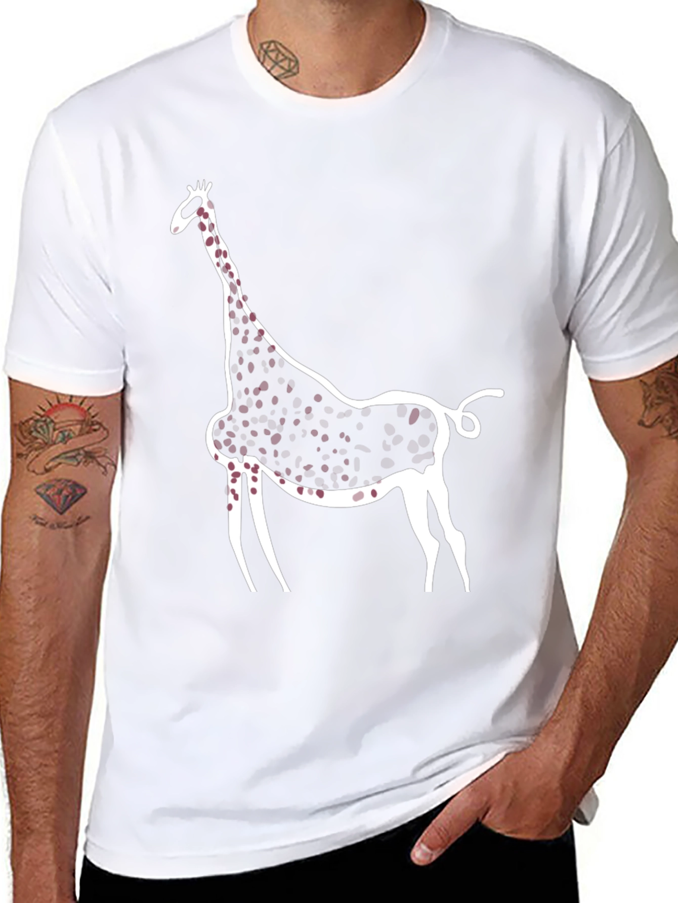 Abstract Giraffe Print Black T-Shirt