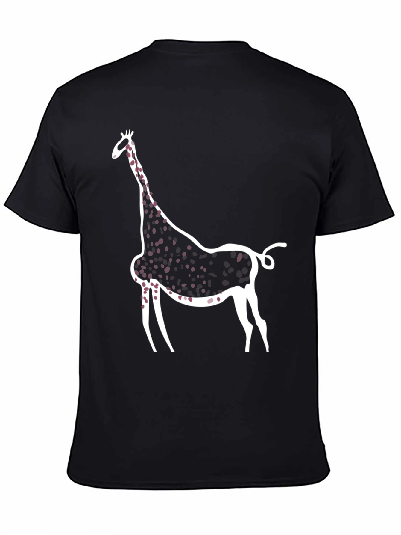 Abstract Giraffe Print Black T-Shirt