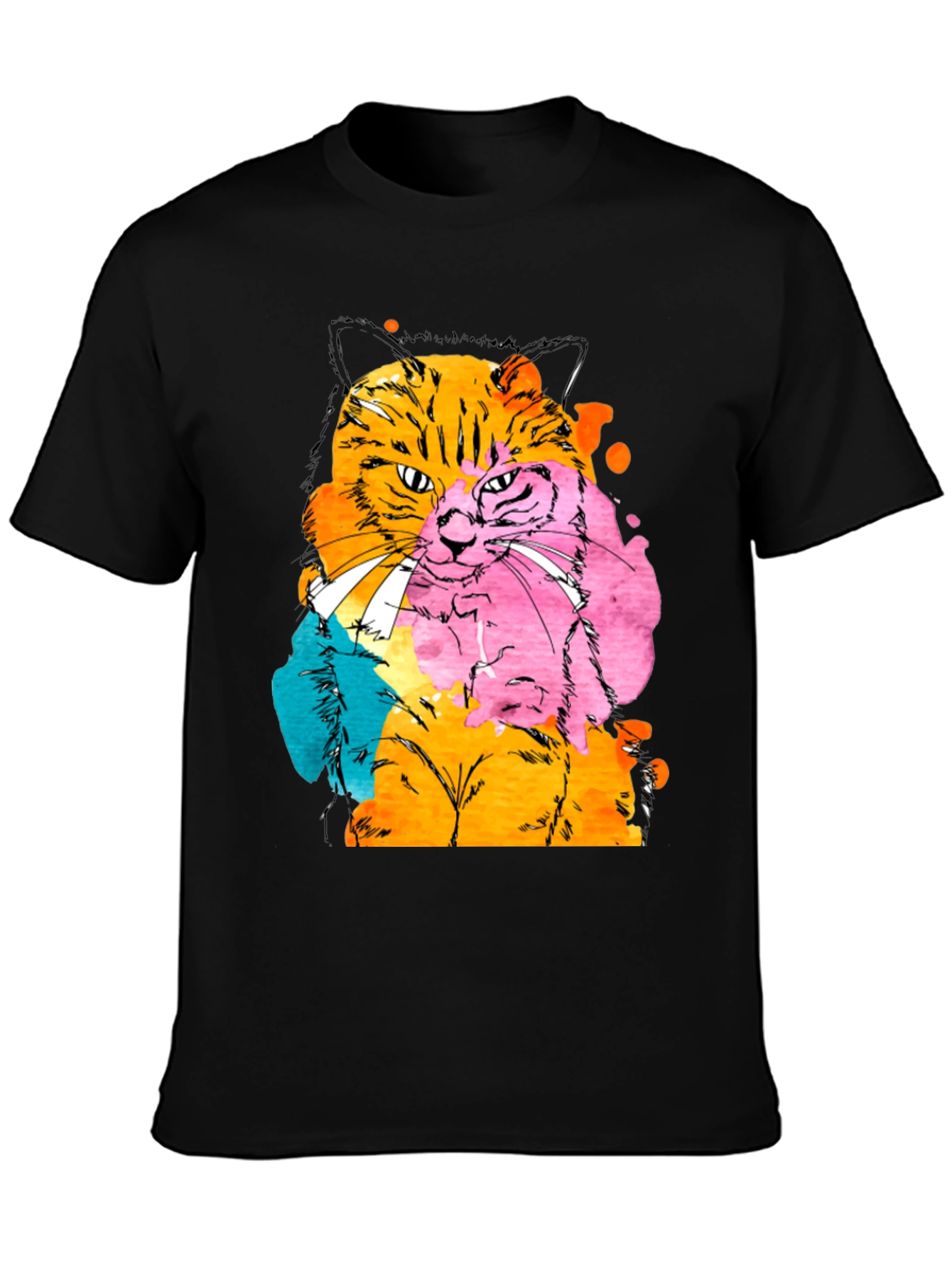 Abstract Cat Graphic T-Shirt