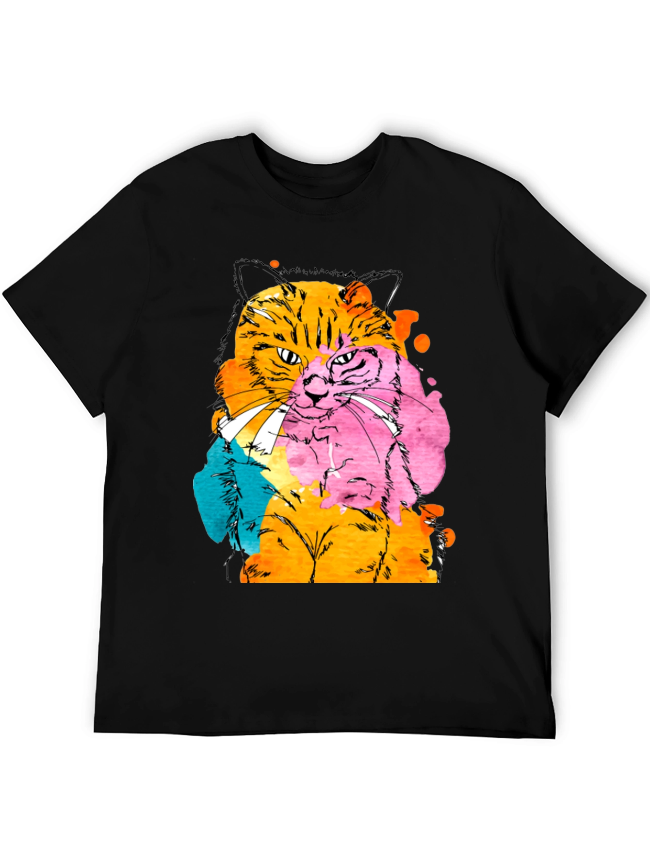 Abstract Cat Graphic T-Shirt