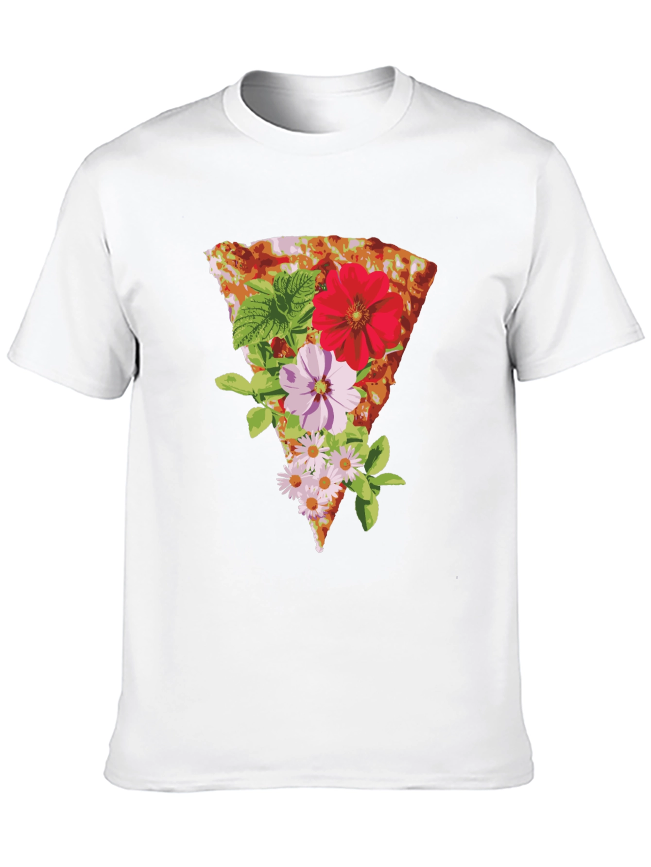 Floral Pizza Graphic Tee - Unique Style