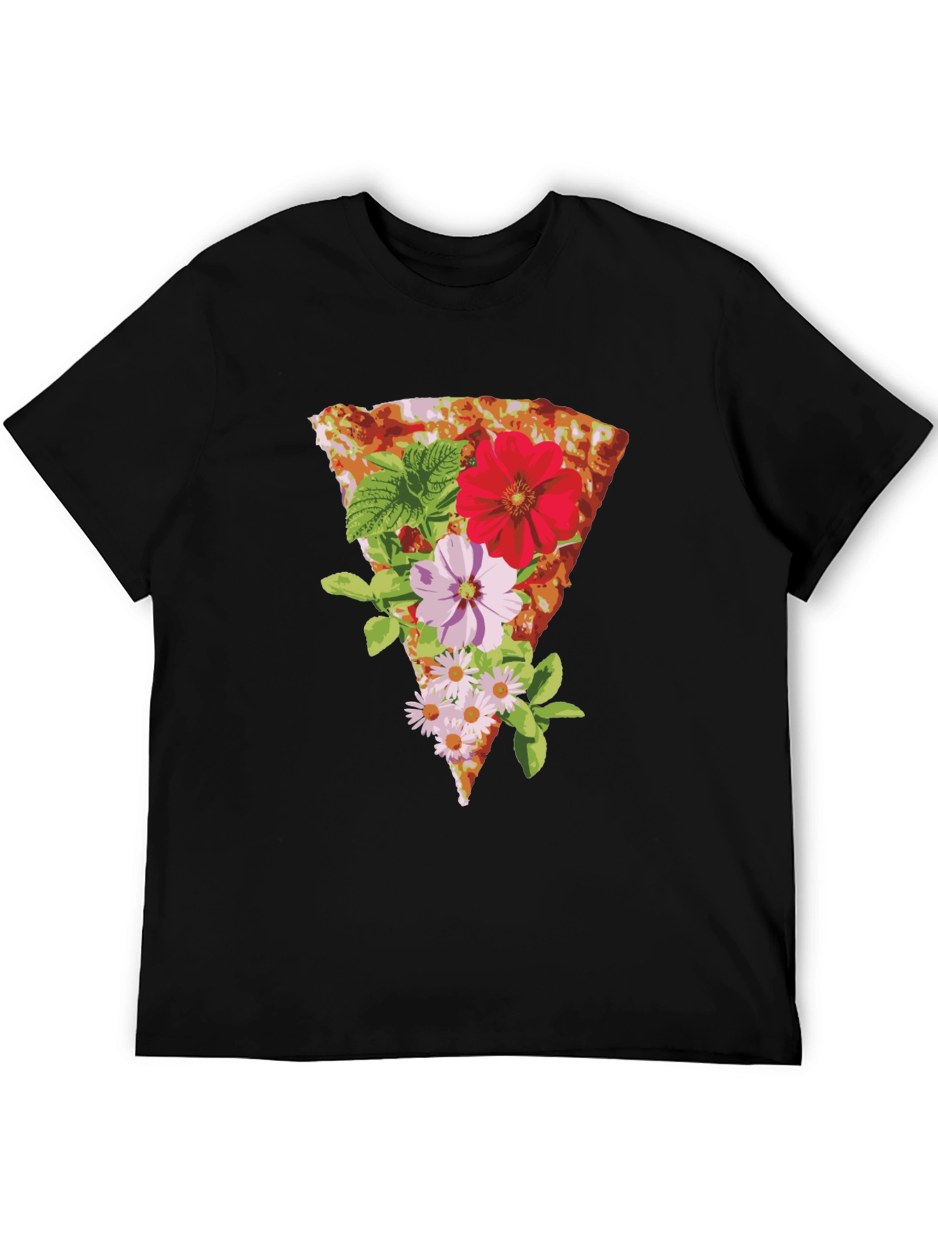Floral Pizza Graphic Tee - Unique Style