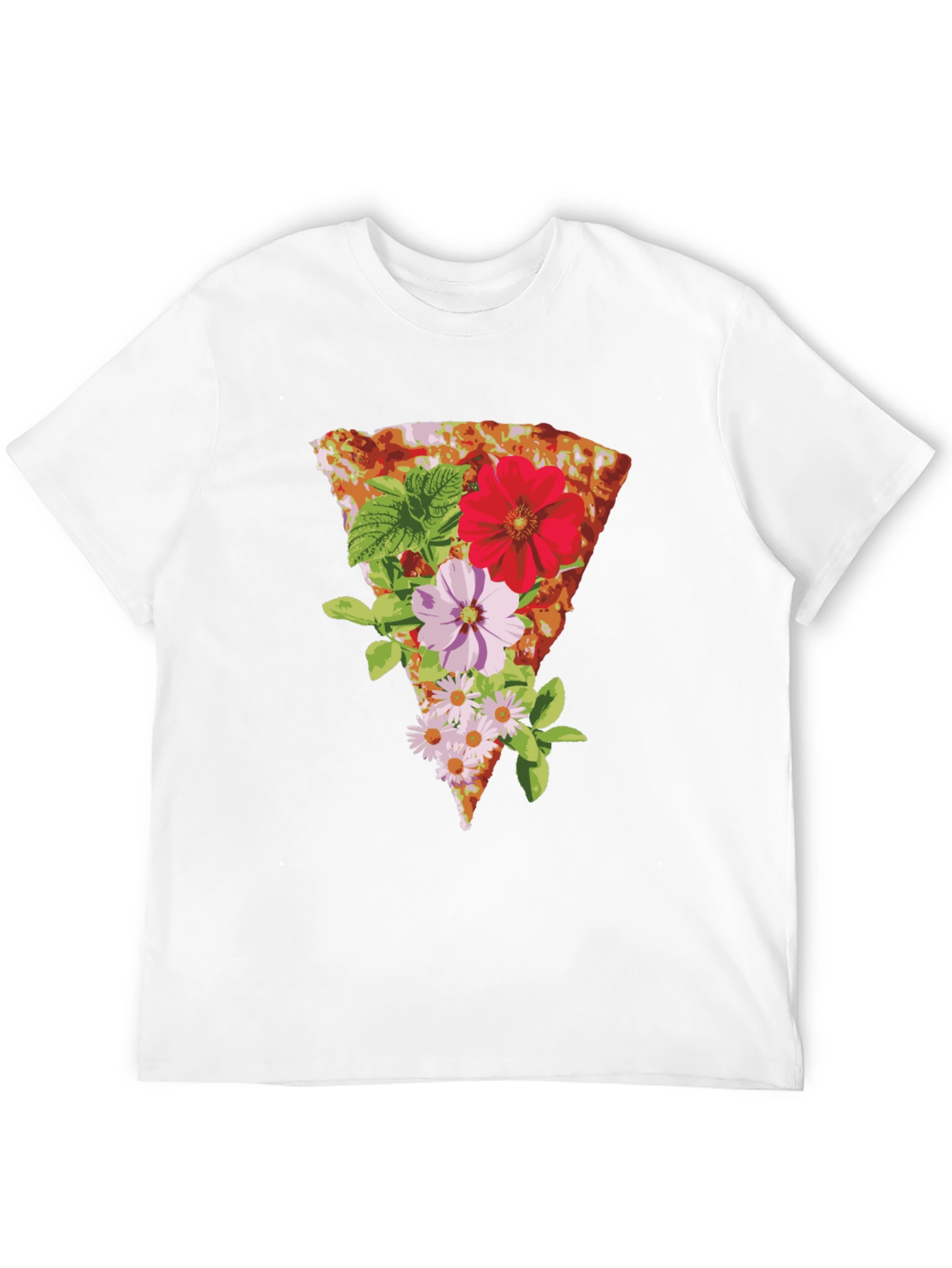 Floral Pizza Graphic Tee - Unique Style
