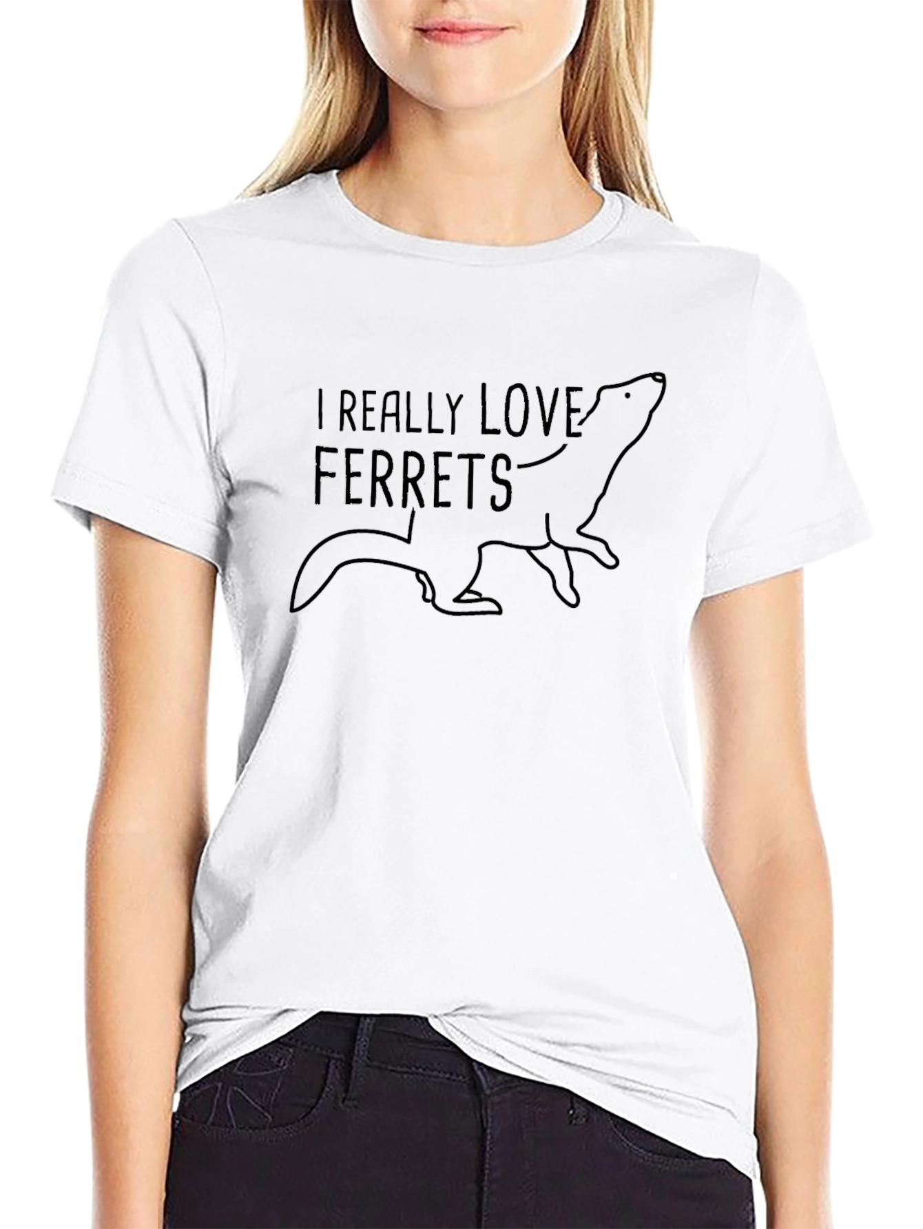 I Love Ferrets Graphic Tee - Black Cotton T-Shirt