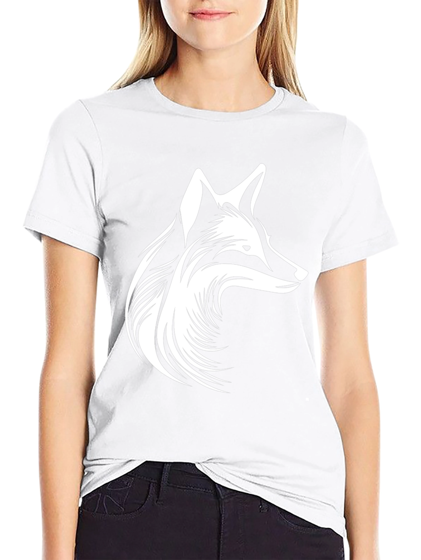 Fox Head Graphic Print Black T-Shirt