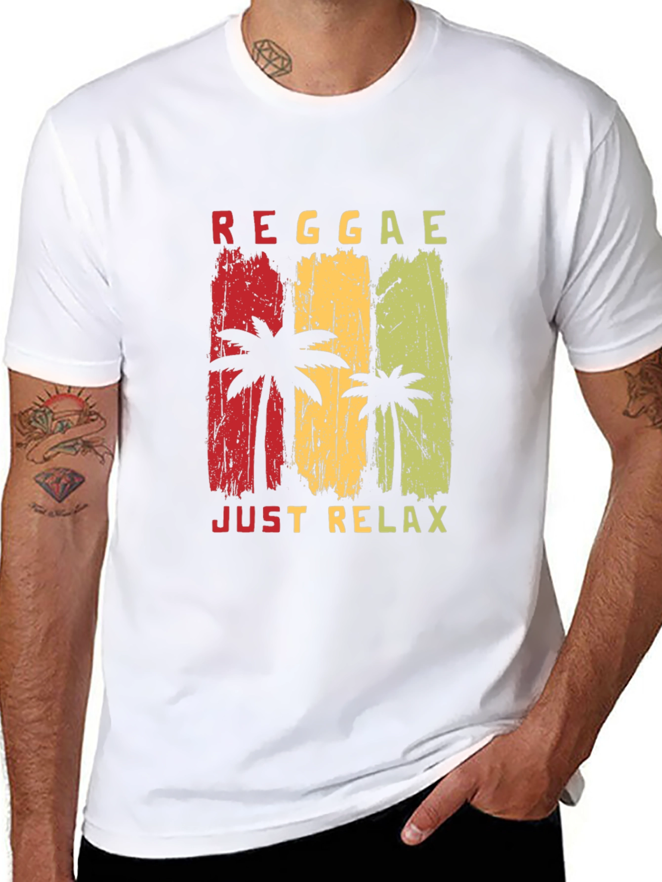 Reggae Just Relax Palm Tree Graphic T-Shirt