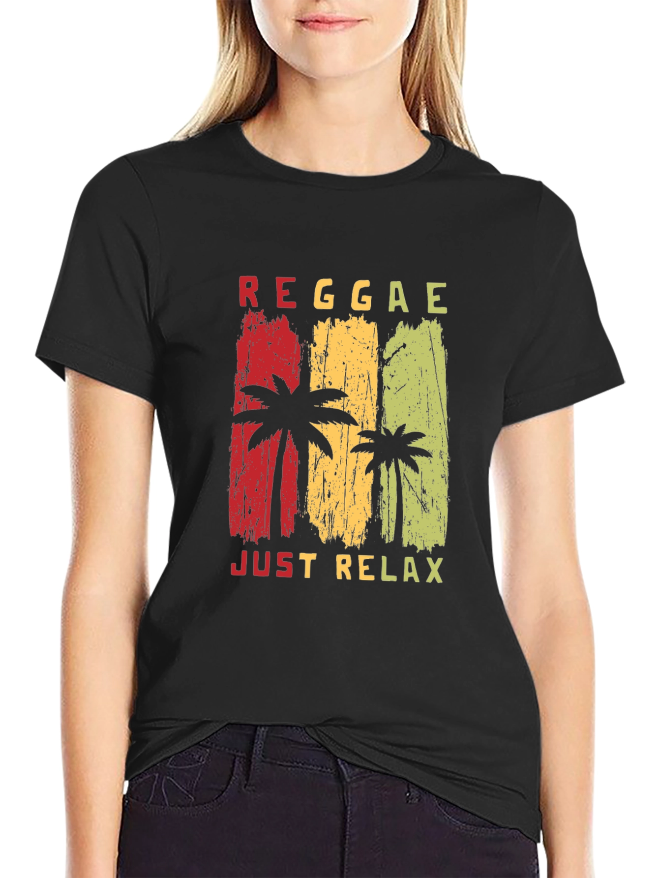 Reggae Just Relax Palm Tree Graphic T-Shirt