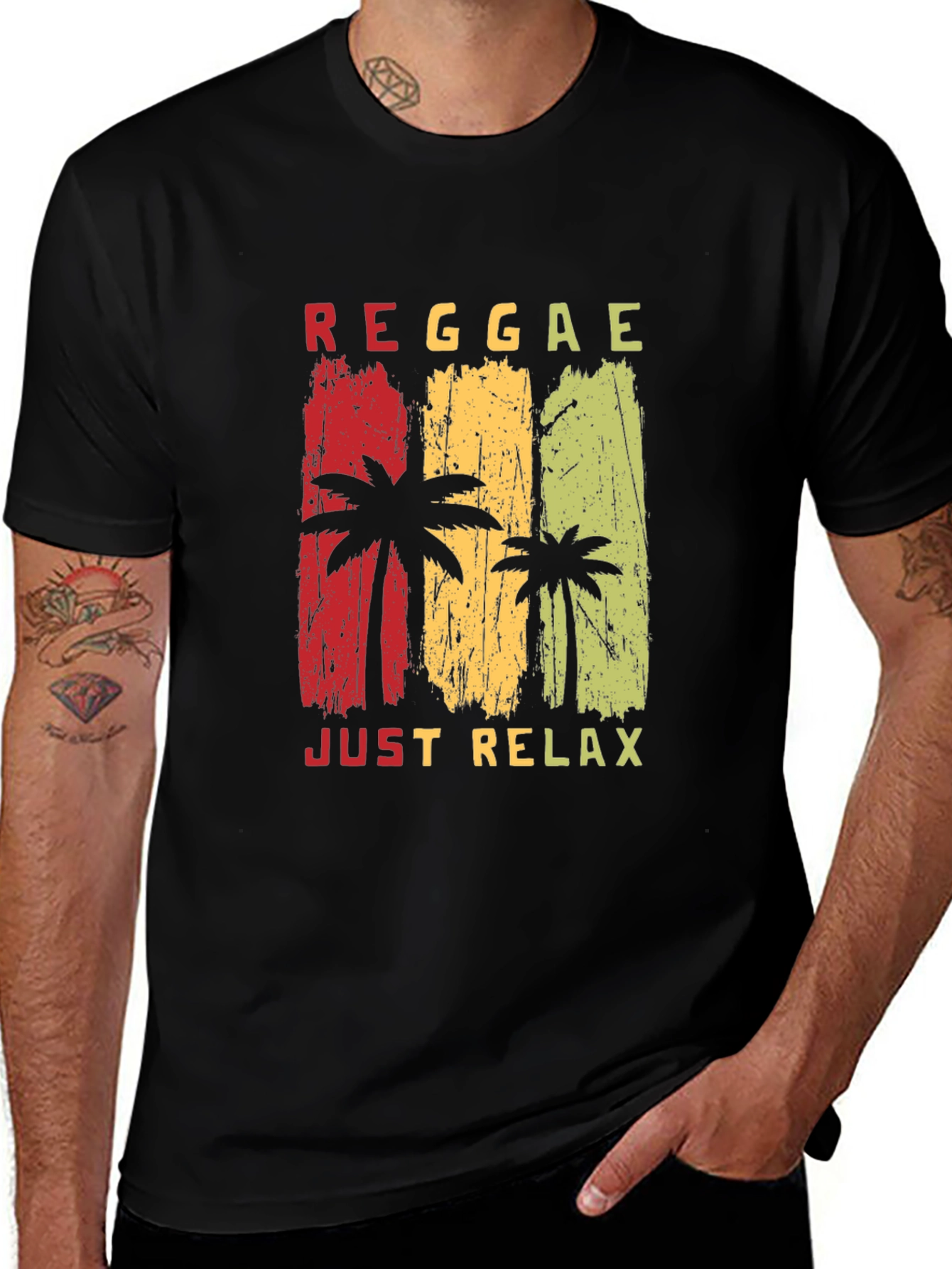 Reggae Just Relax Palm Tree Graphic T-Shirt