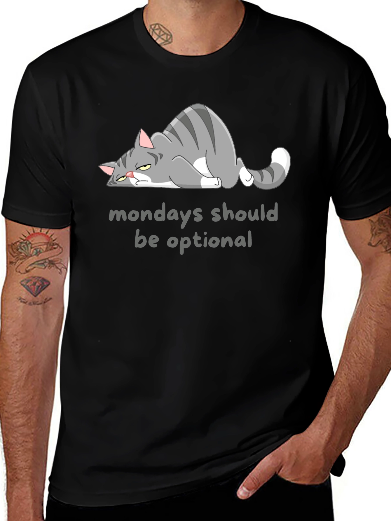 Monday Blues T-Shirt: Funny Cat Graphic Tee