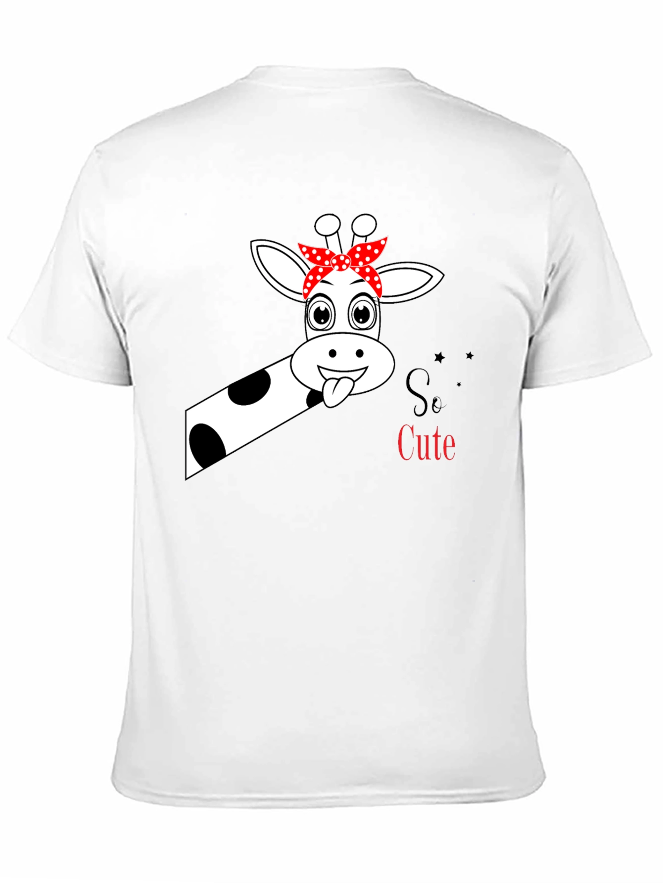 So Cute Giraffe Graphic Black T-Shirt