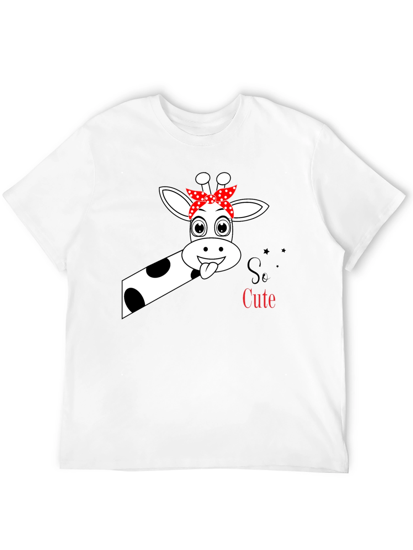 So Cute Giraffe Graphic Black T-Shirt