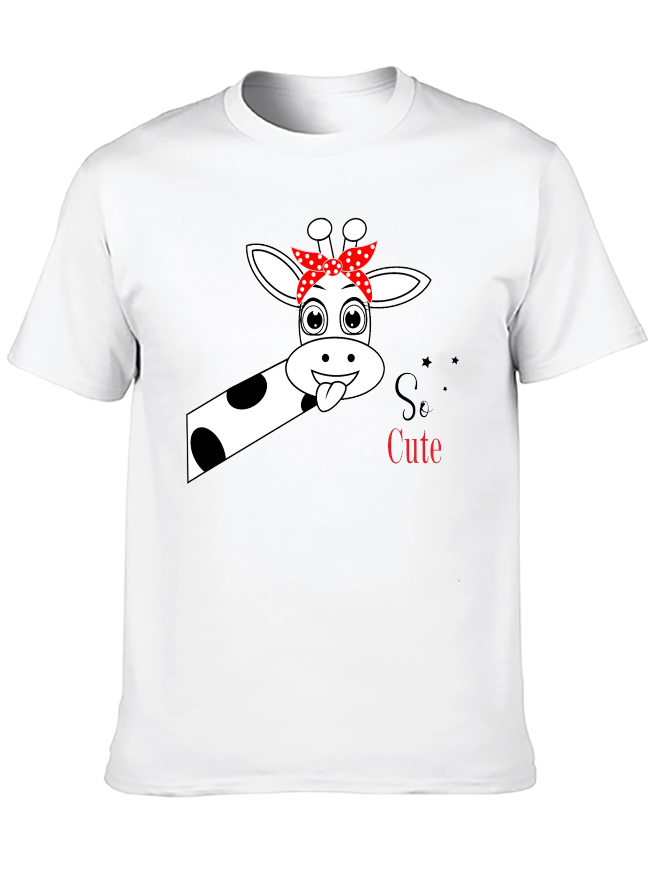 So Cute Giraffe Graphic Black T-Shirt
