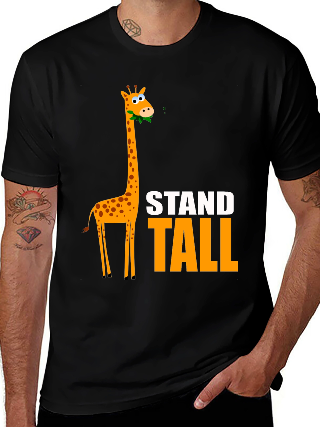 Stand Tall Giraffe Graphic Tee - Black