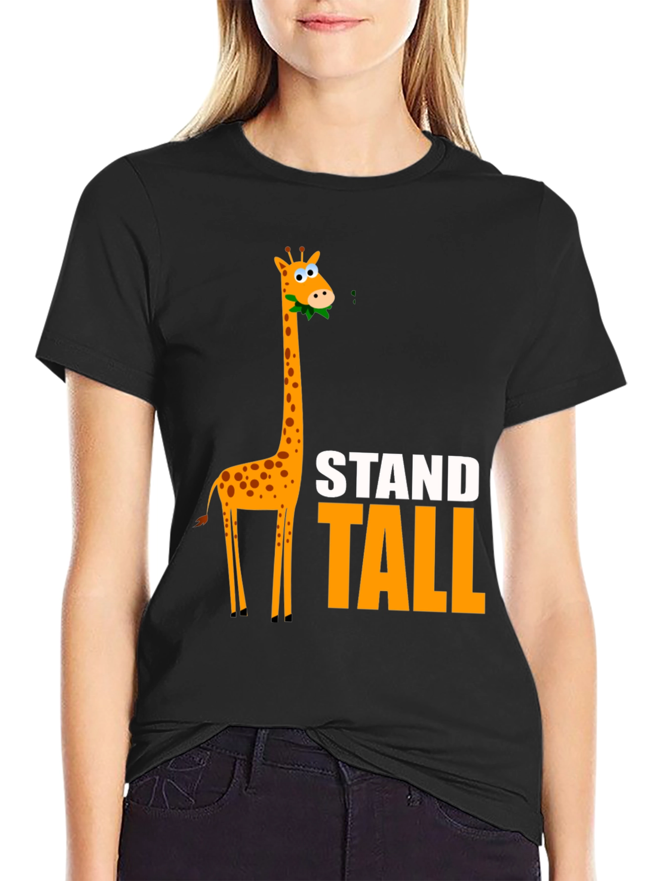 Stand Tall Giraffe Graphic Tee - Black