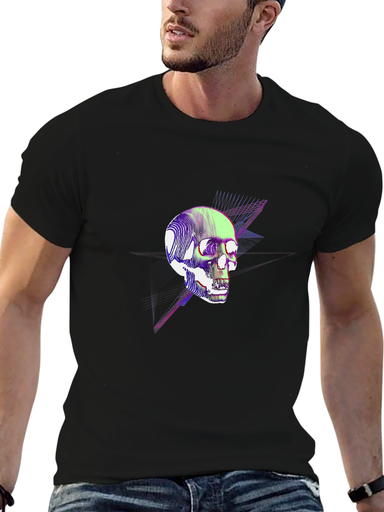 Skull Graphic T-Shirt - Neon Pop Art Design