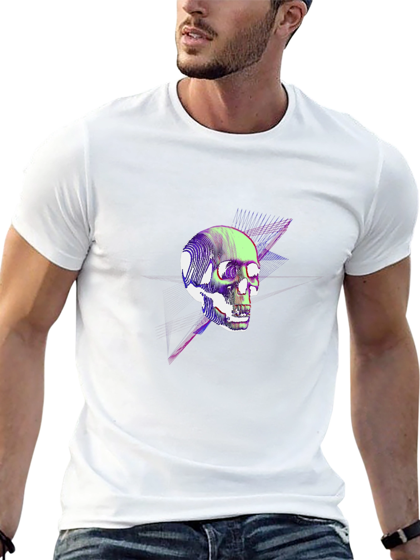 Skull Graphic T-Shirt - Neon Pop Art Design