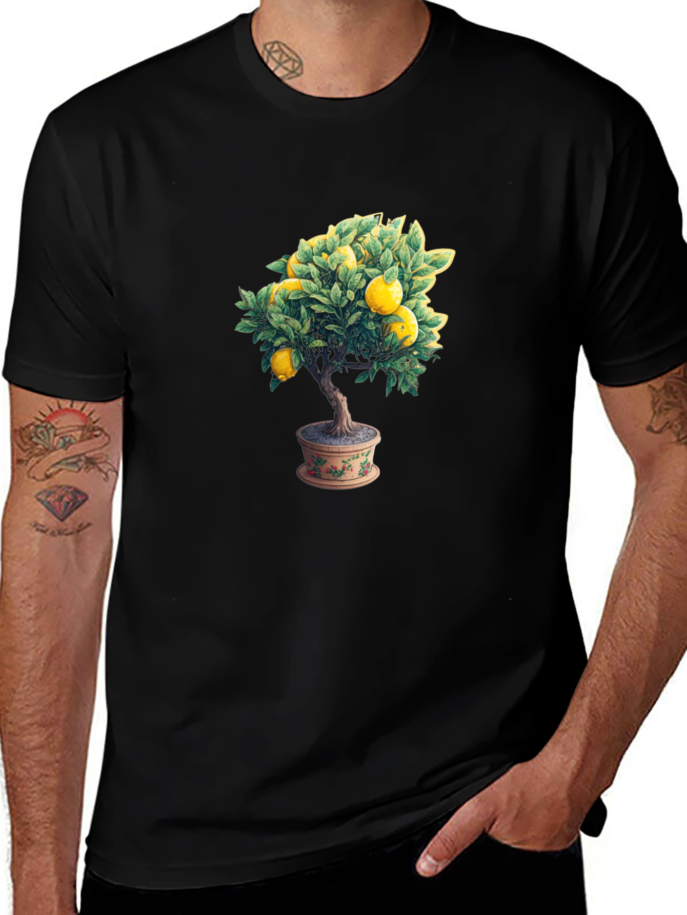Lemon Tree Graphic Tee - Black Cotton Comfort