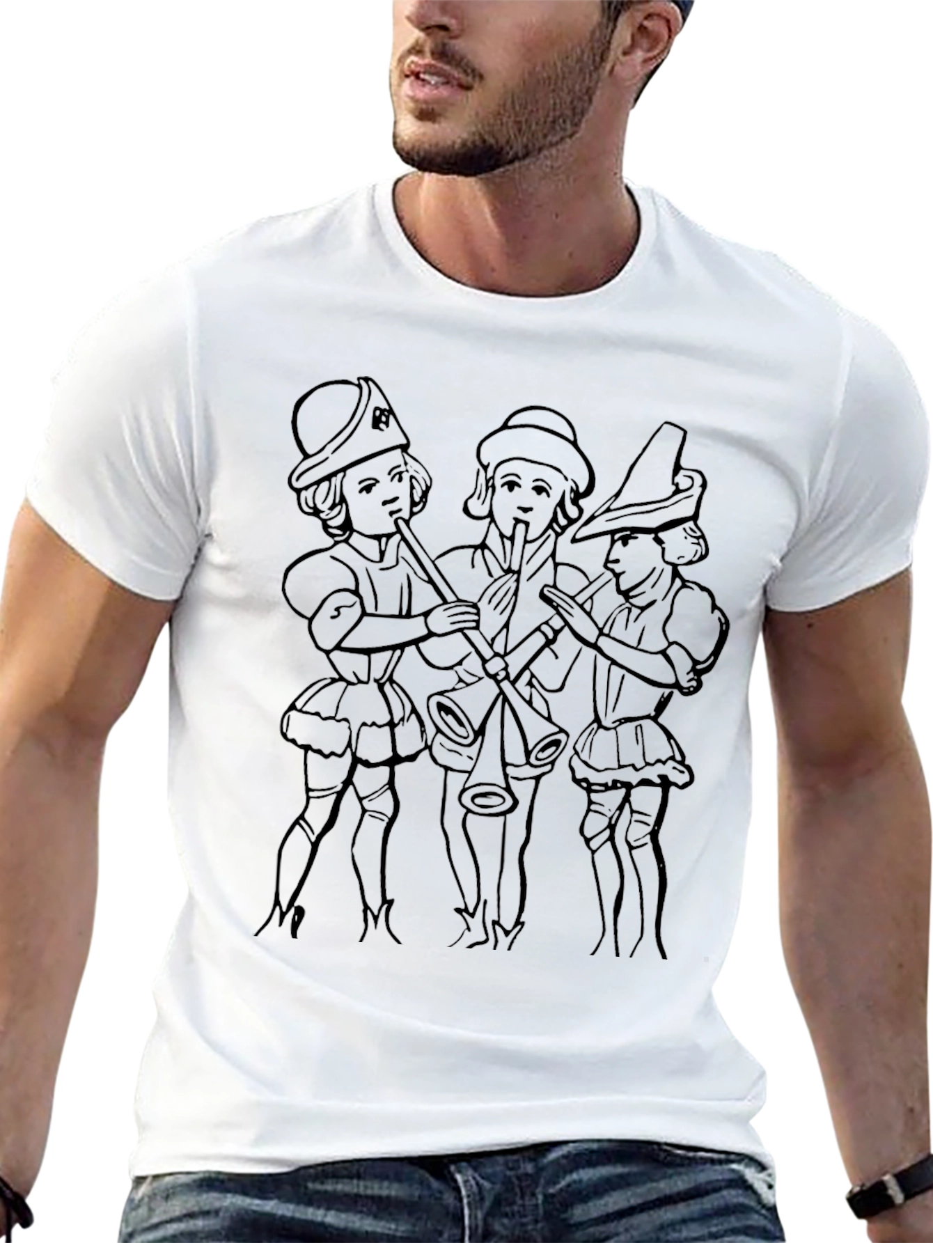 Renaissance Musicians Graphic Tee - Black Cotton T-Shirt