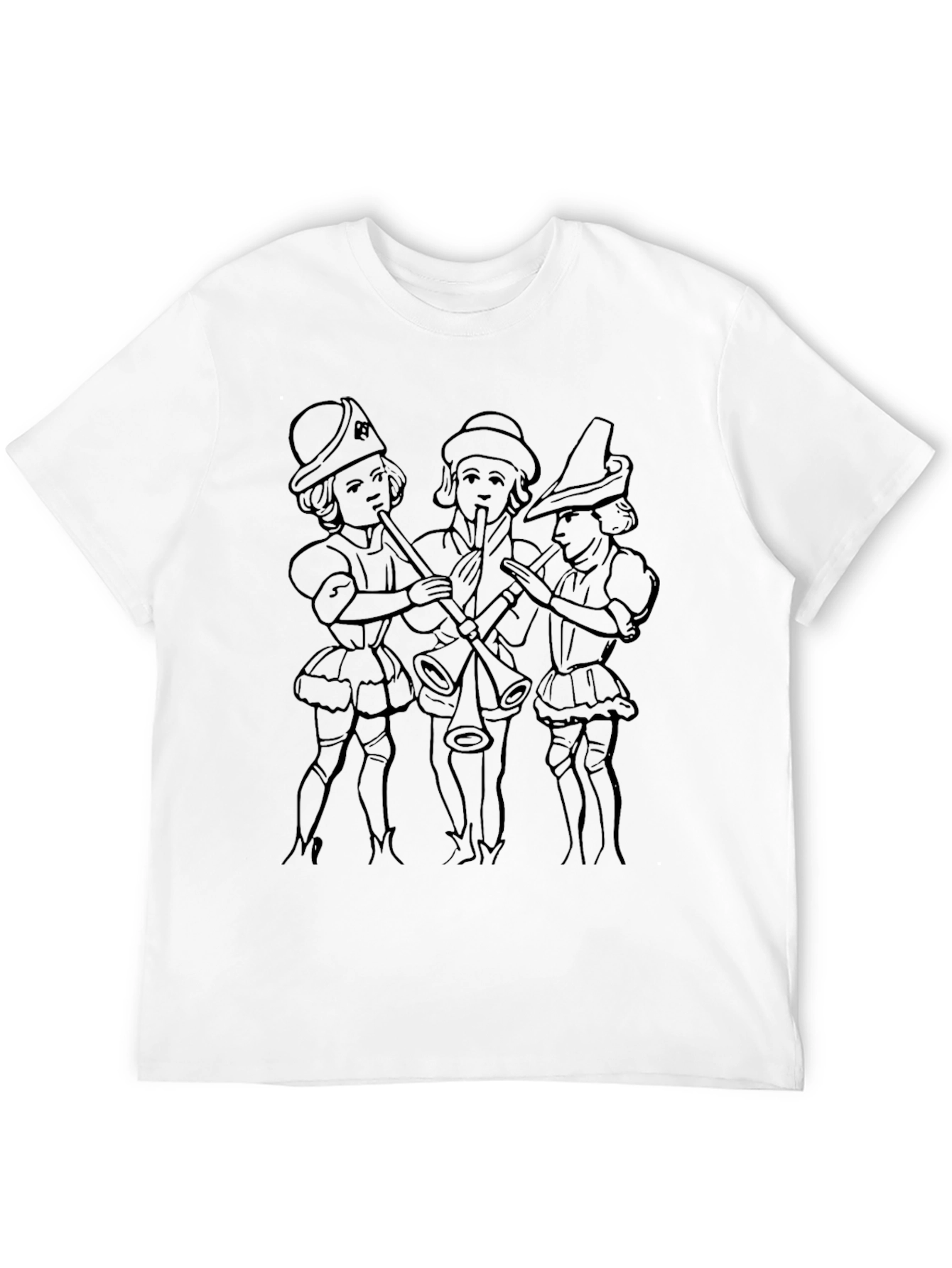 Renaissance Musicians Graphic Tee - Black Cotton T-Shirt