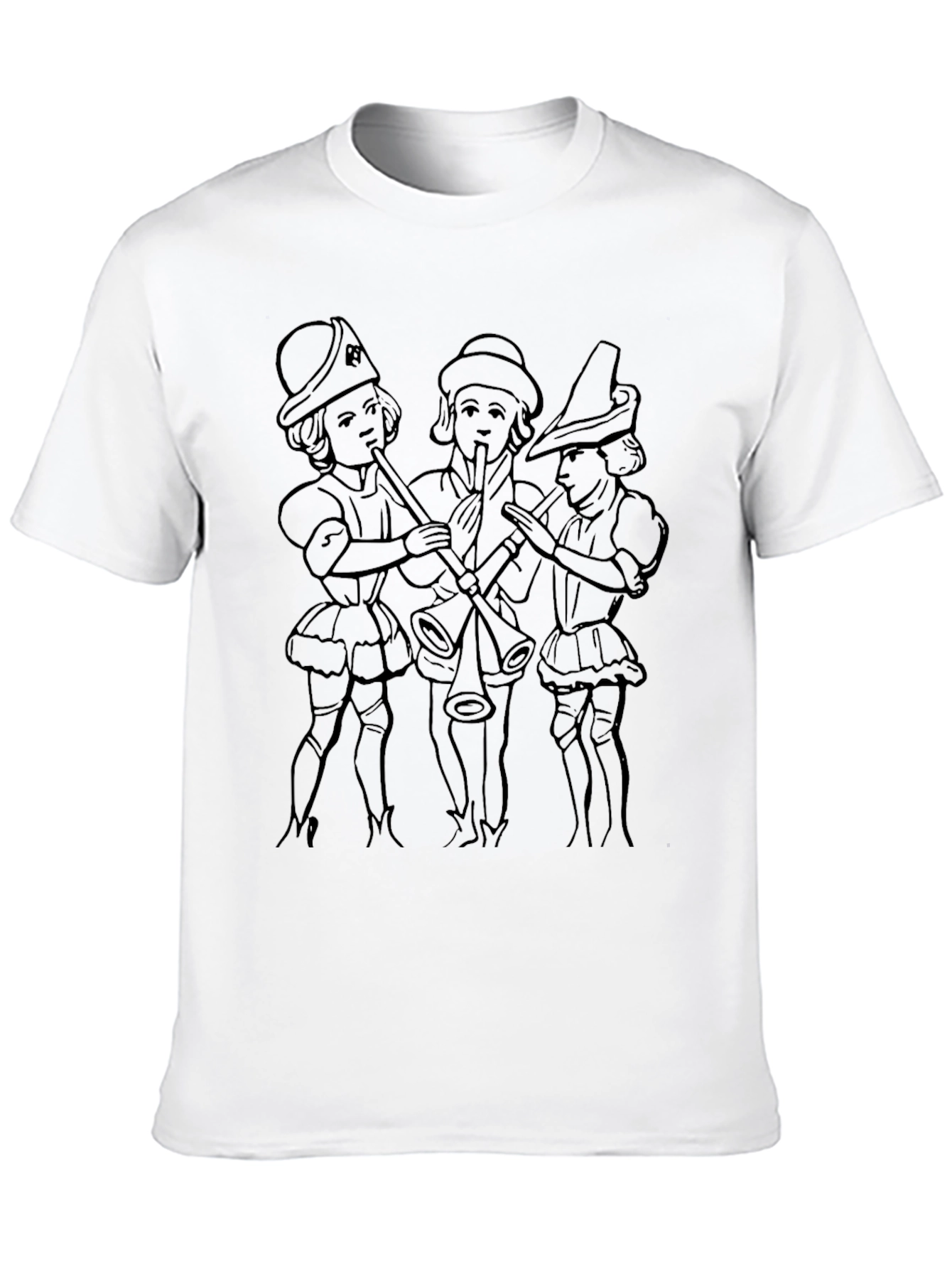 Renaissance Musicians Graphic Tee - Black Cotton T-Shirt