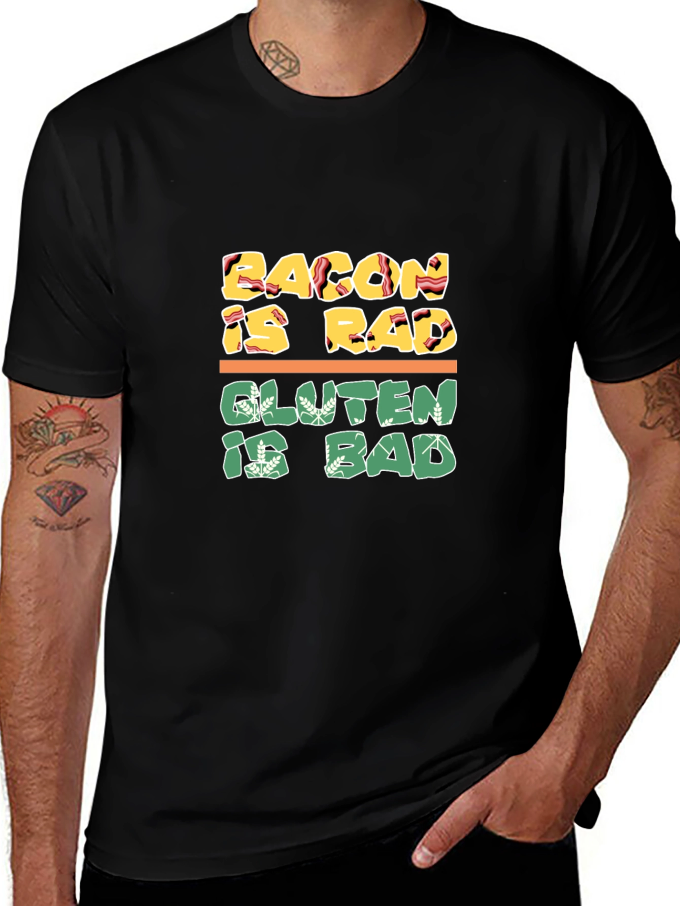 Bacon Is Rad Gluten Is Bad Graphic Tee