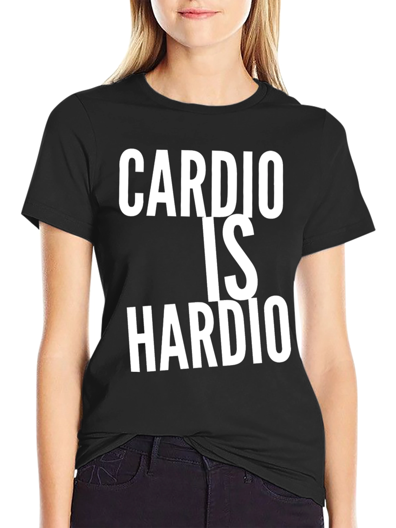 Cardio Is Hardio Black T-Shirt Funny Workout Tee