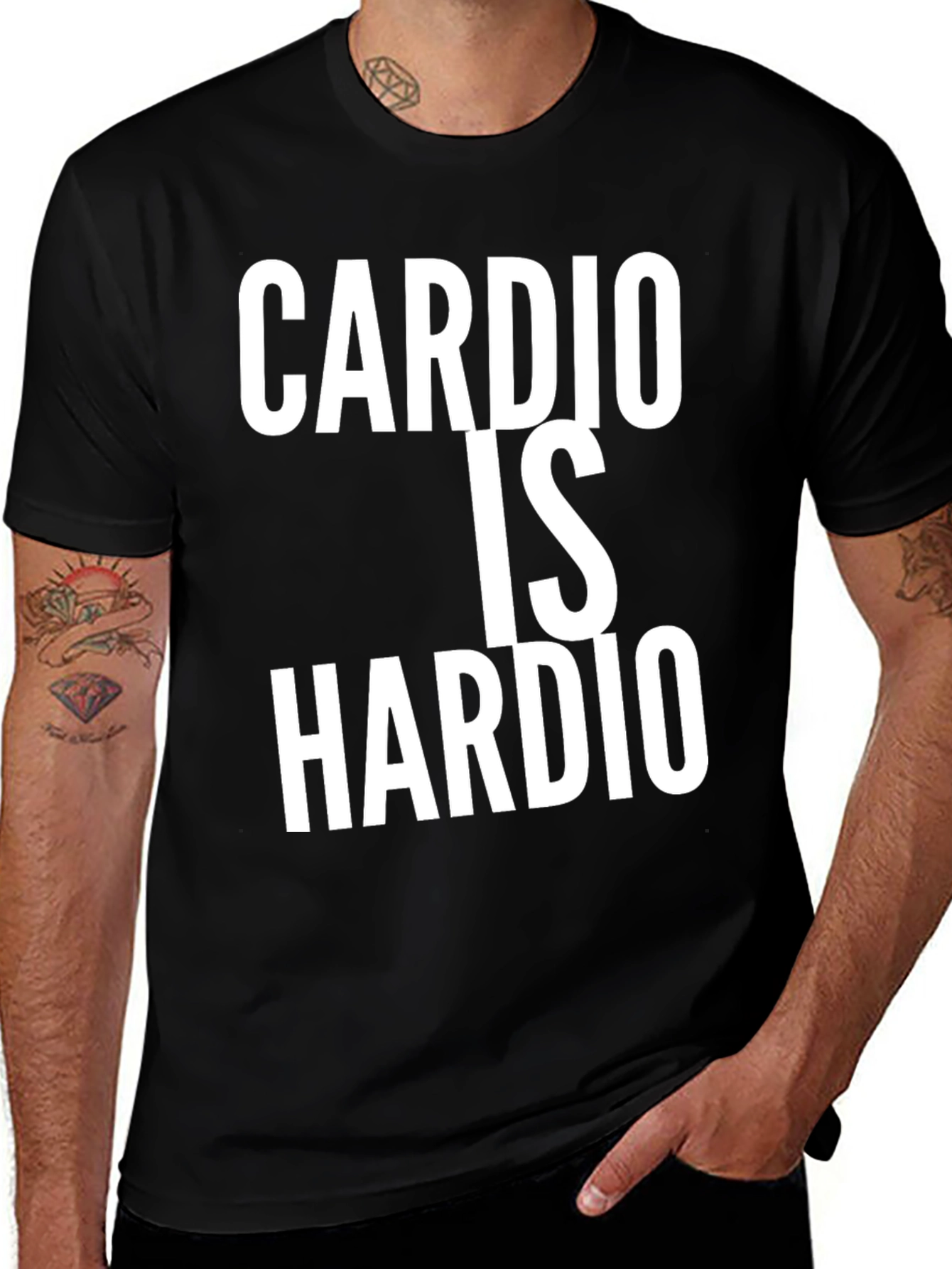 Cardio Is Hardio Black T-Shirt Funny Workout Tee