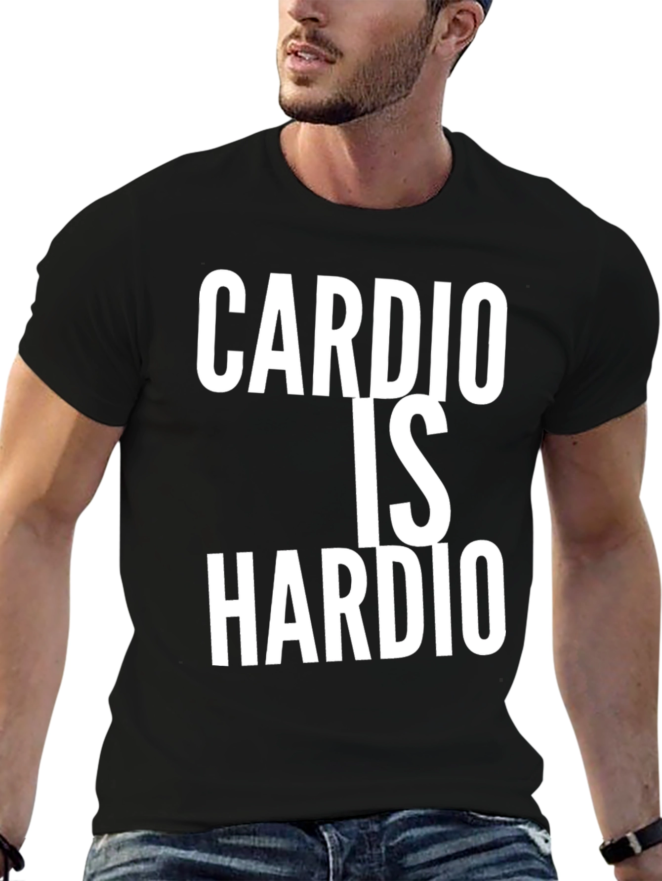 Cardio Is Hardio Black T-Shirt Funny Workout Tee