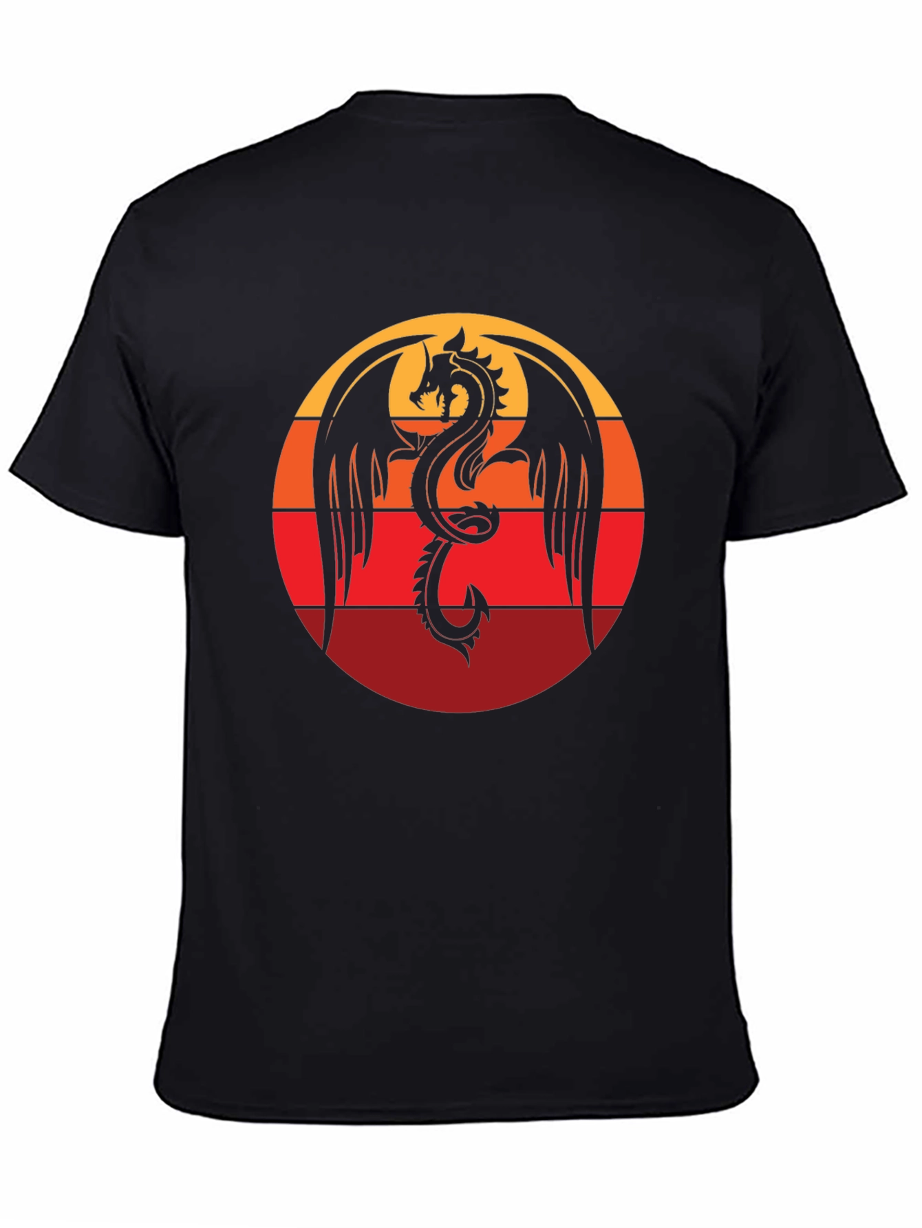 Dragon Sunset Graphic Tee - Black Cotton Blend