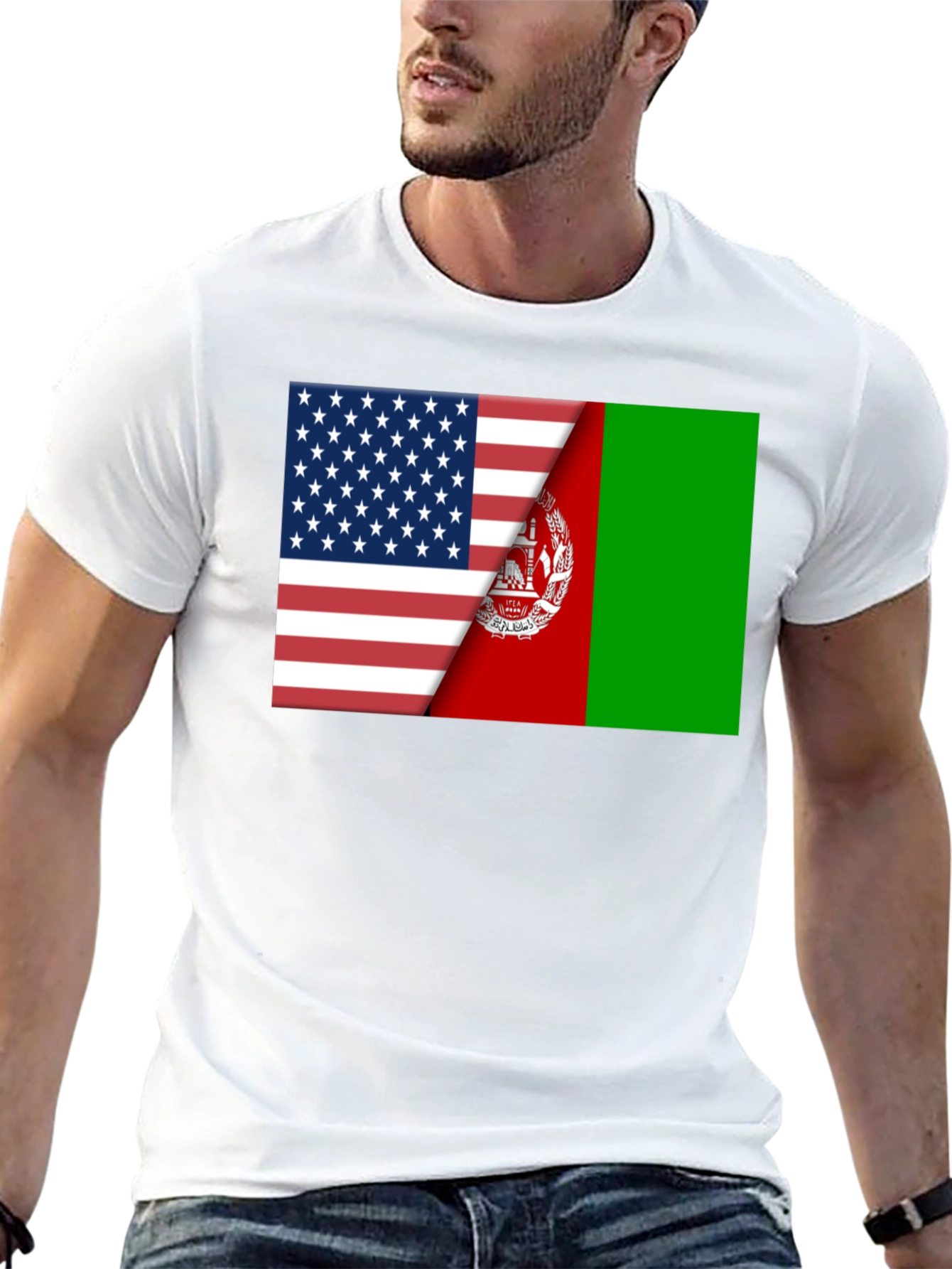 USA & Afghanistan Flag Graphic Tee