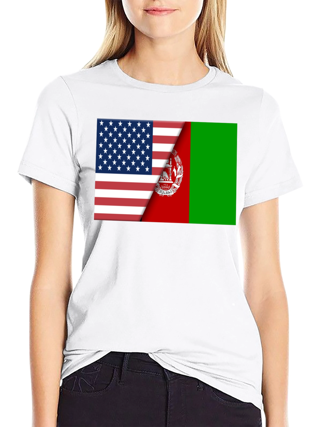 USA & Afghanistan Flag Graphic Tee