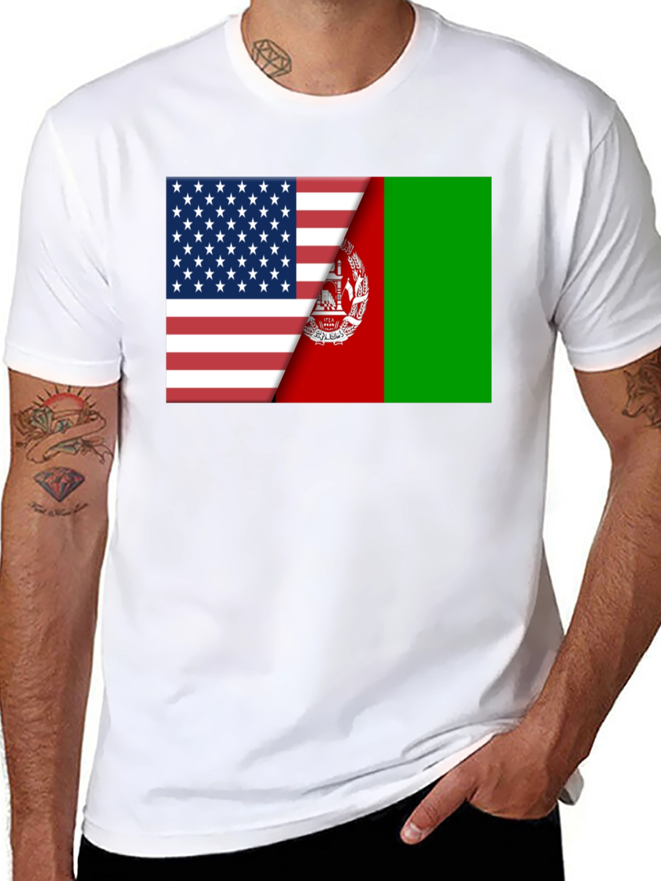 USA & Afghanistan Flag Graphic Tee