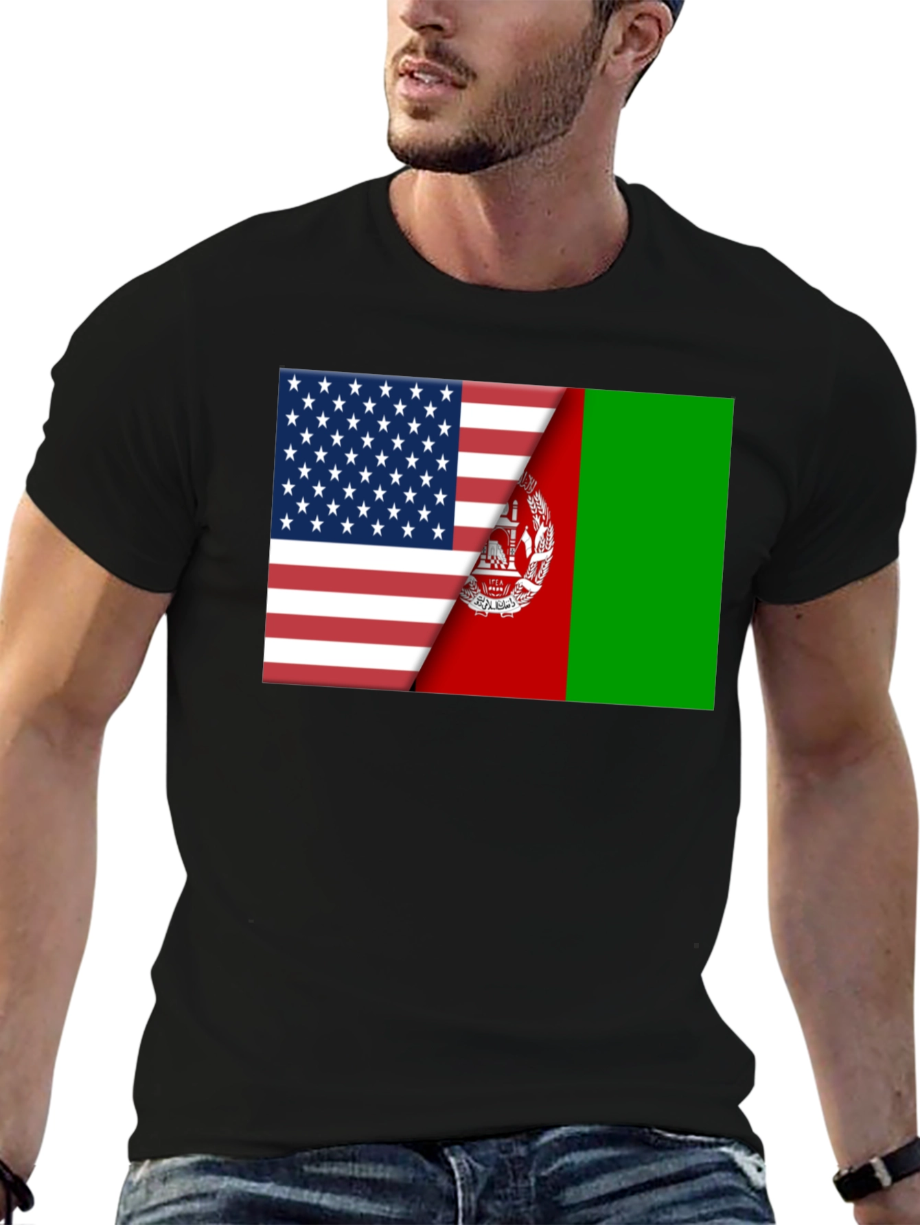 USA & Afghanistan Flag Graphic Tee