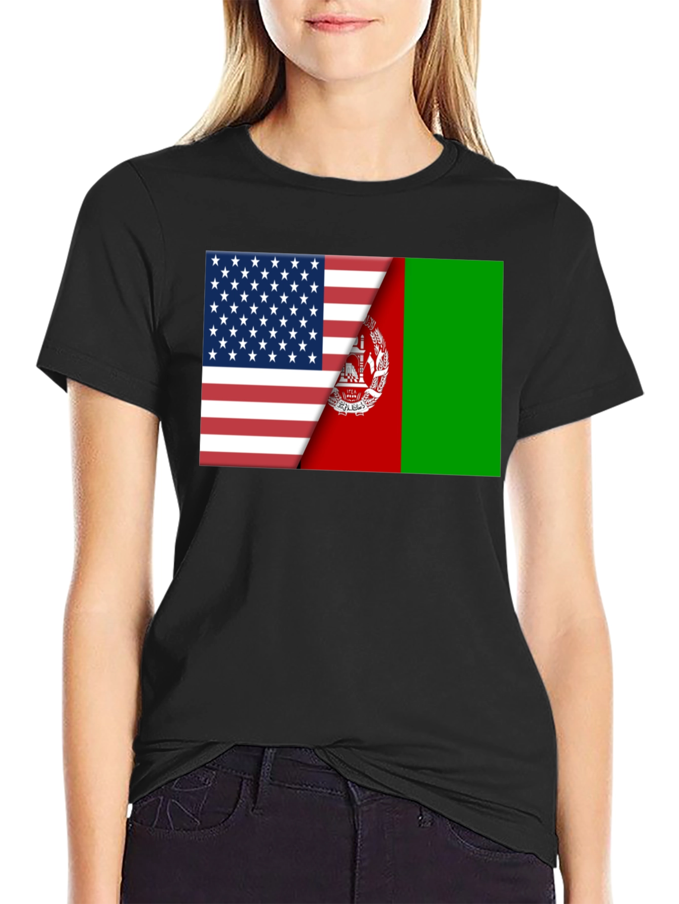 USA & Afghanistan Flag Graphic Tee