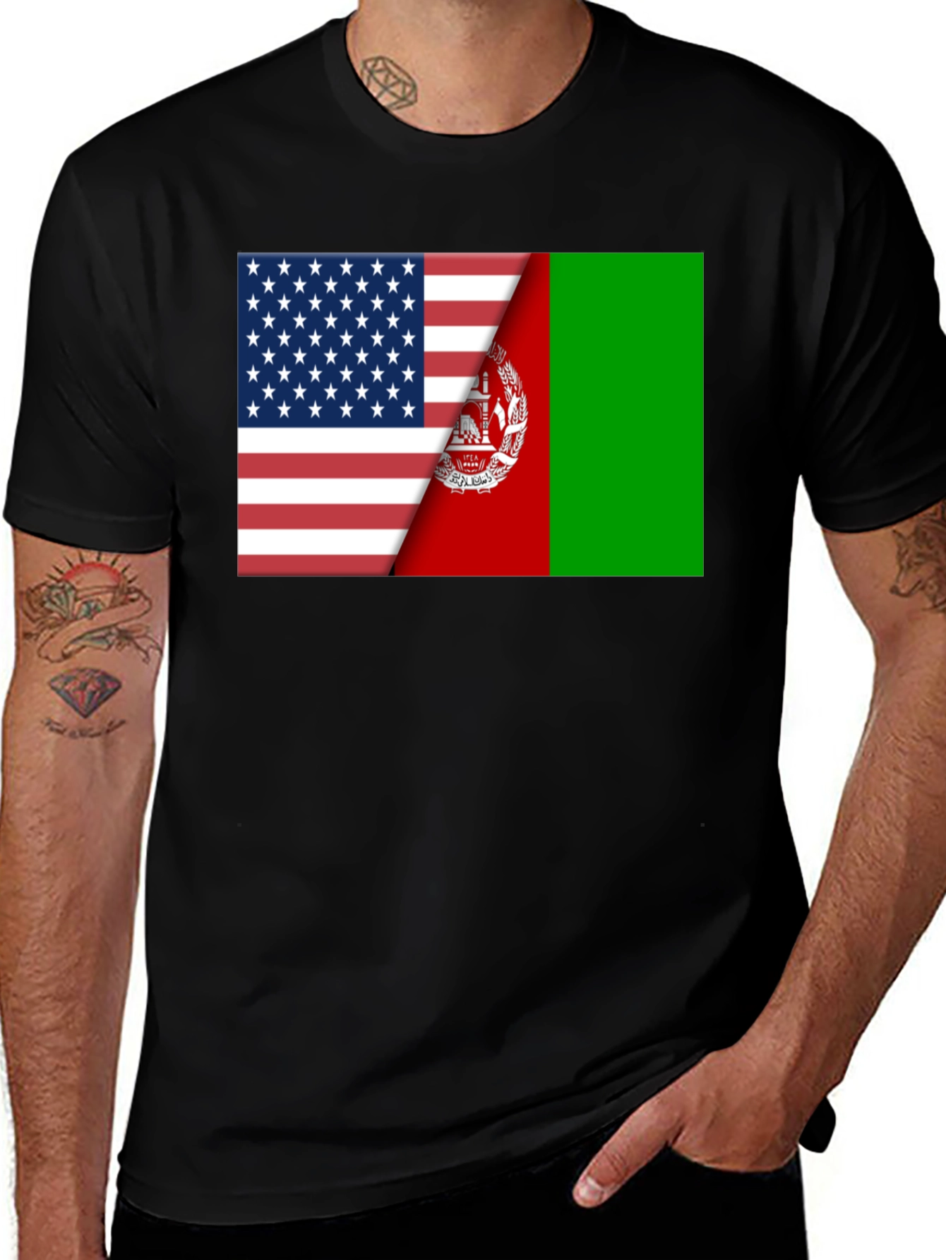 USA & Afghanistan Flag Graphic Tee