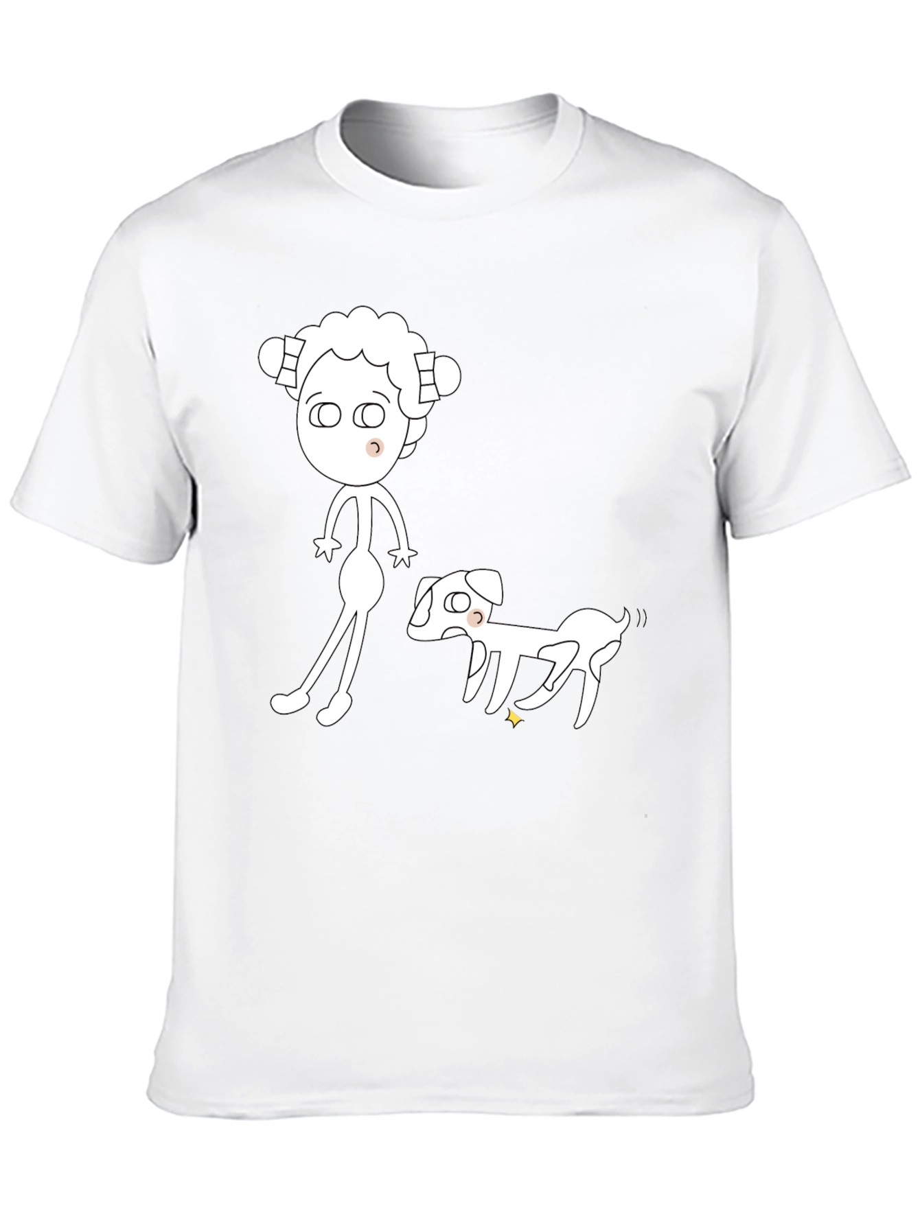 Cartoon Character & Dog Black Graphic Tee