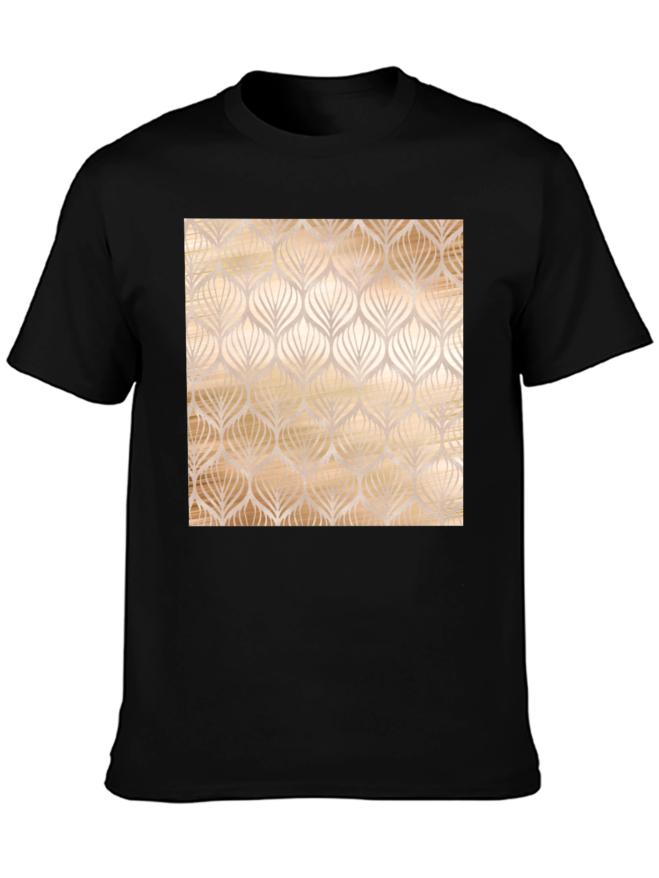 Elegant Leaf Pattern Black Tee