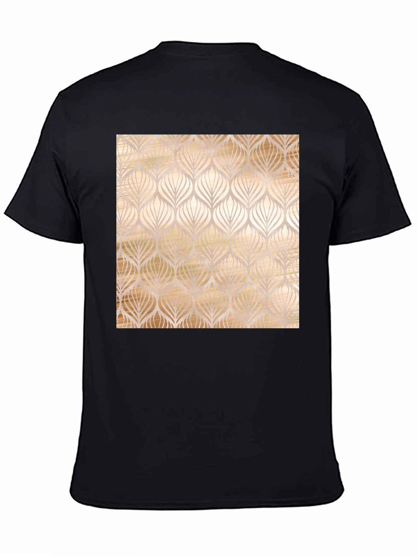 Elegant Leaf Pattern Black Tee