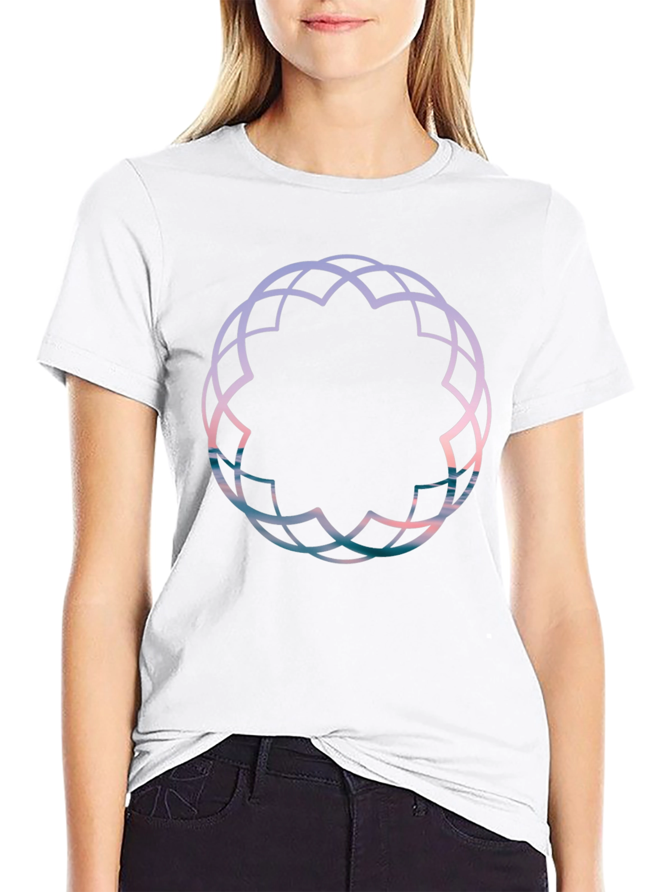 Geometric Print Black Tee