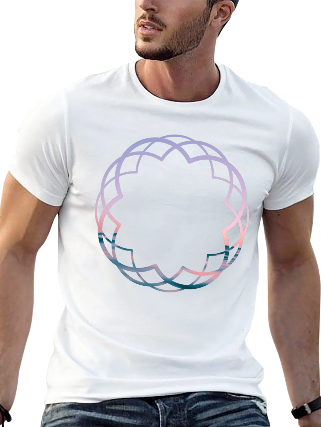 Geometric Print Black Tee