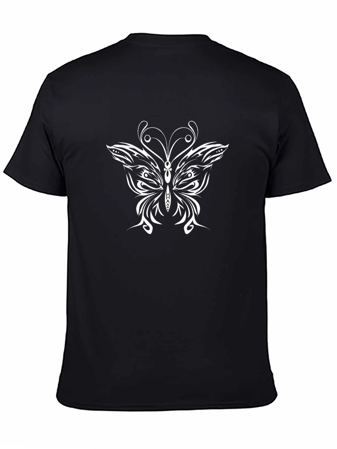 Tribal Butterfly Graphic Black T-Shirt