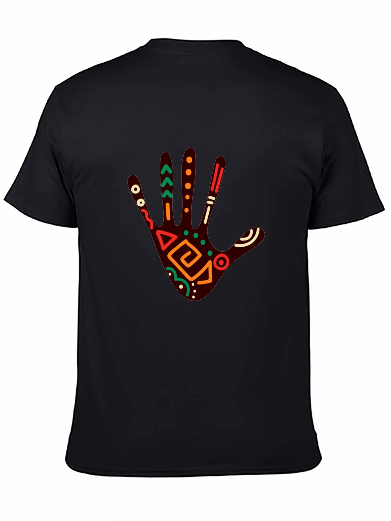 Tribal Hand Print Graphic Tee - Black