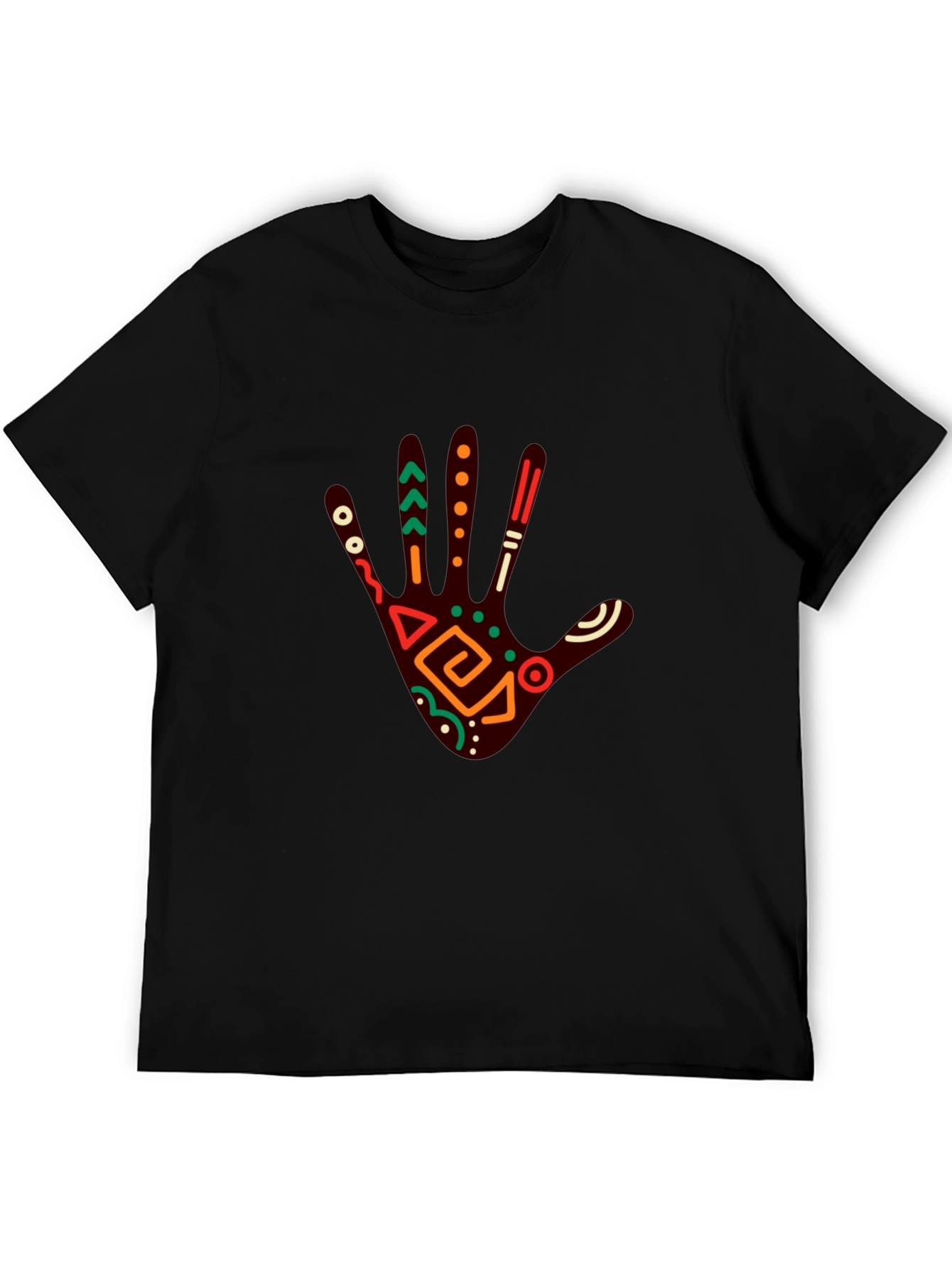 Tribal Hand Print Graphic Tee - Black