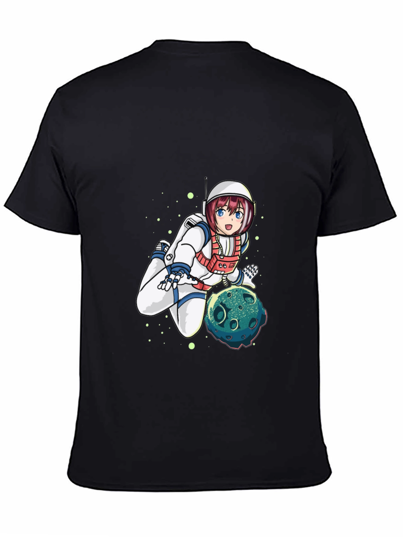 Astronaut Anime Graphic Tee - Black Cotton T-Shirt