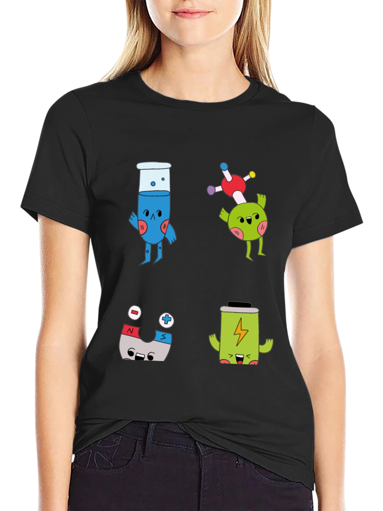 Science Cartoon Print T-Shirt