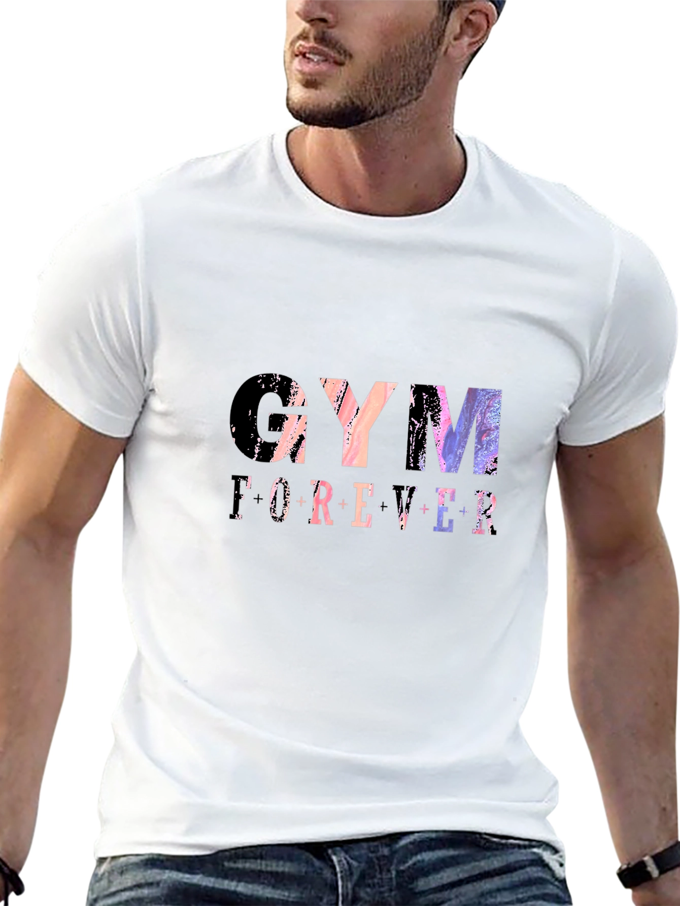 Gym Forever Graphic Tee - Black Cotton T-Shirt