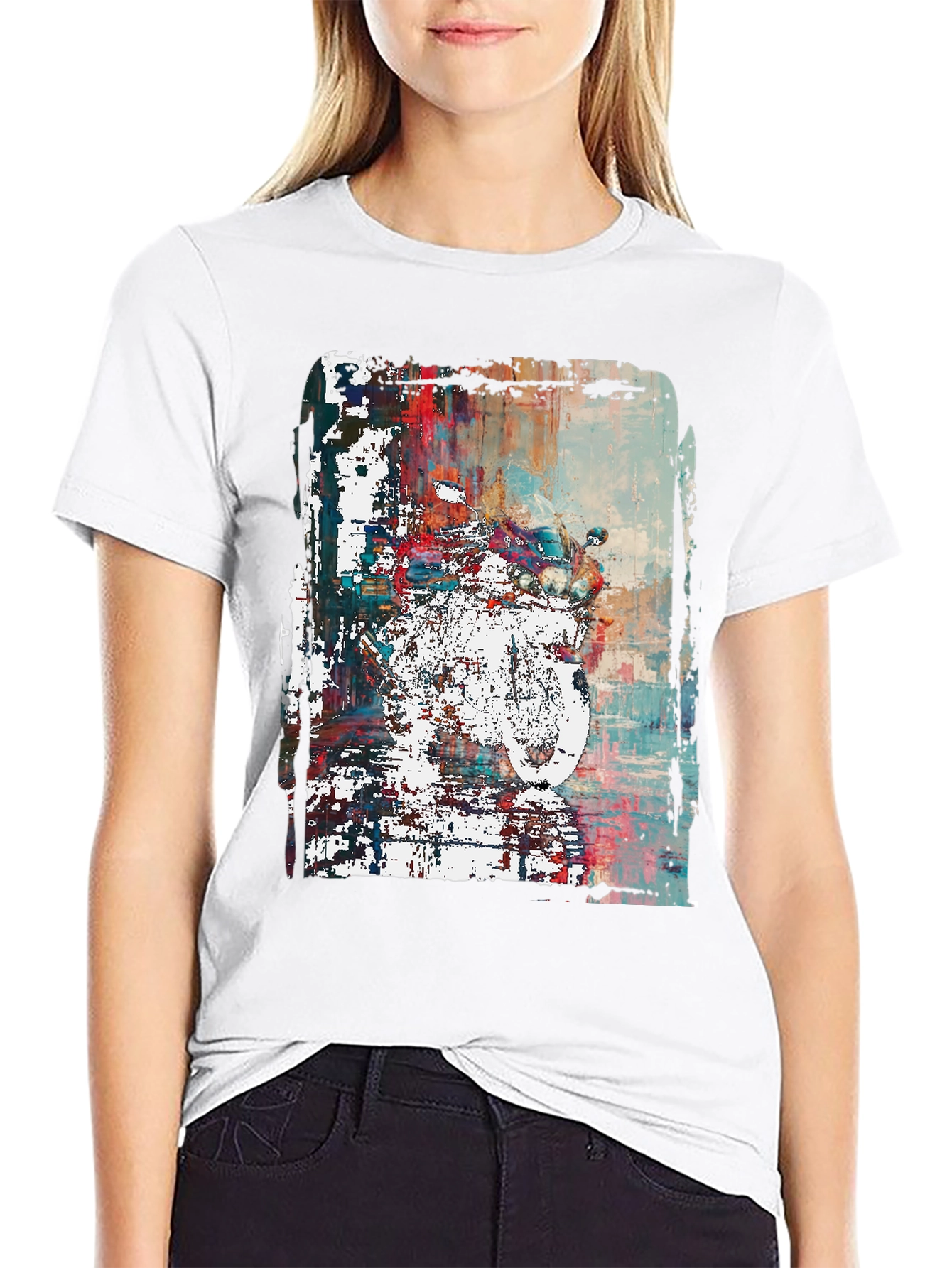 Abstract Motorcycle Graphic Print T-Shirt