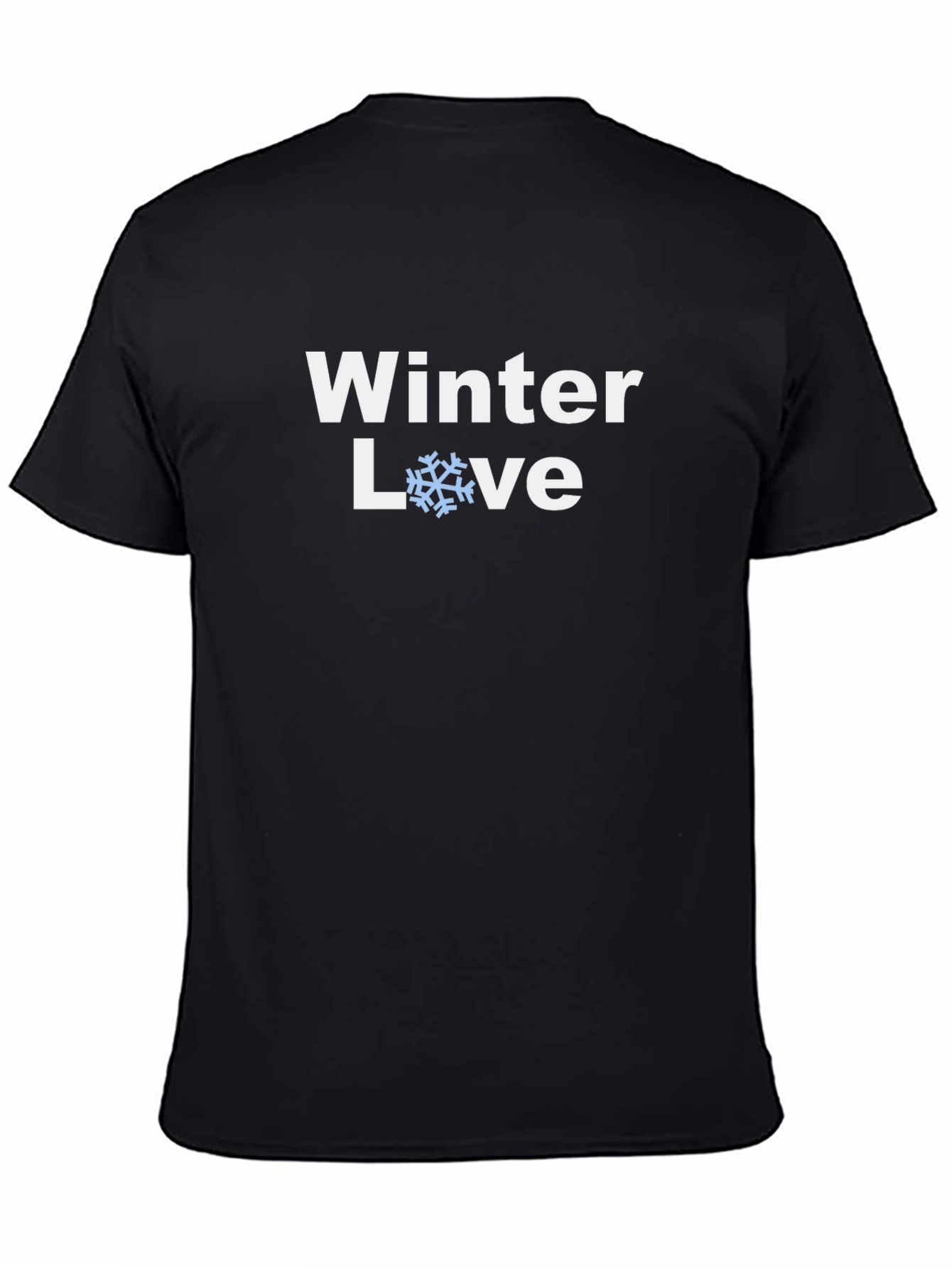 Winter Love Snowflake Graphic T-Shirt - Black