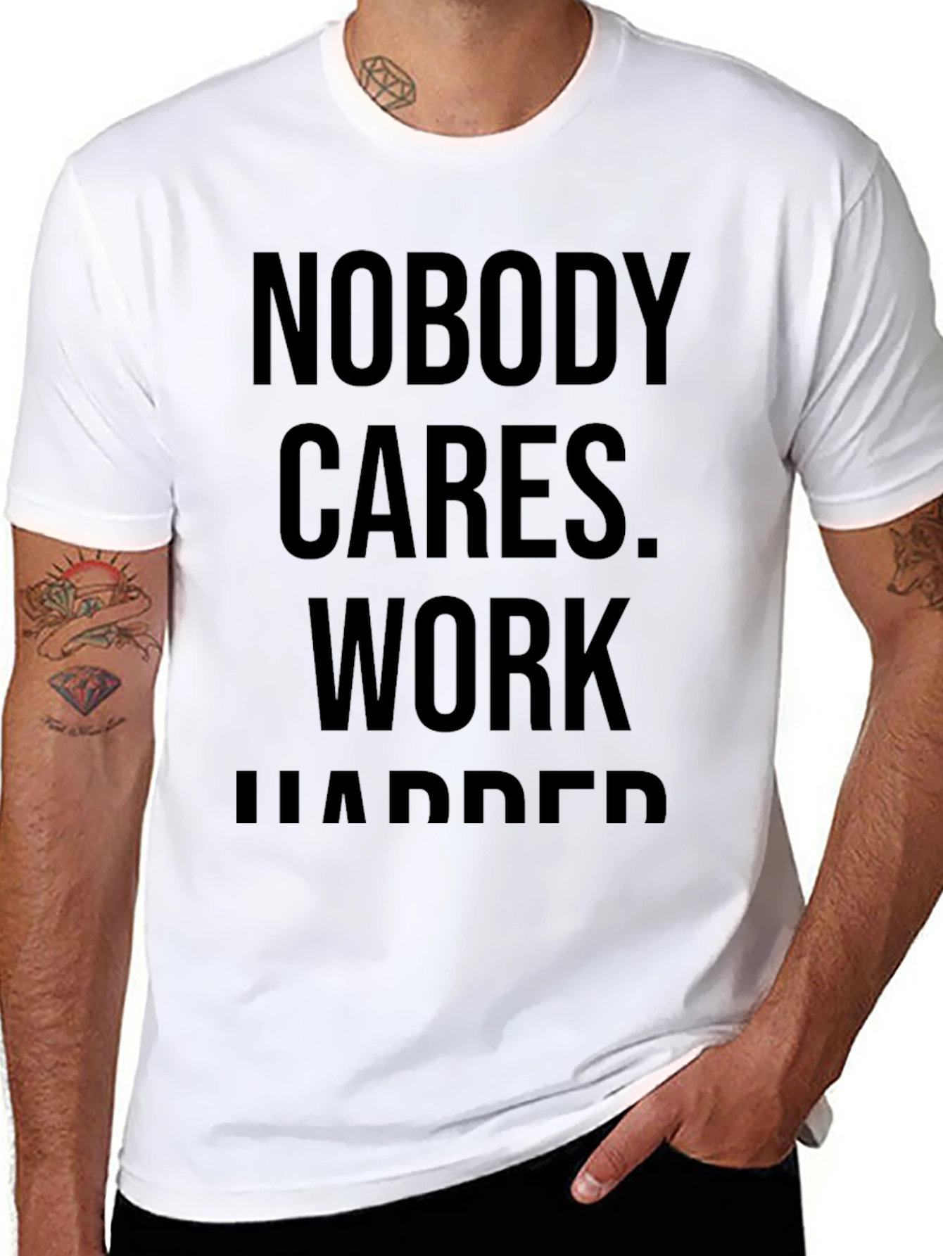Motivational Black Tee: Nobody Cares Work Harder