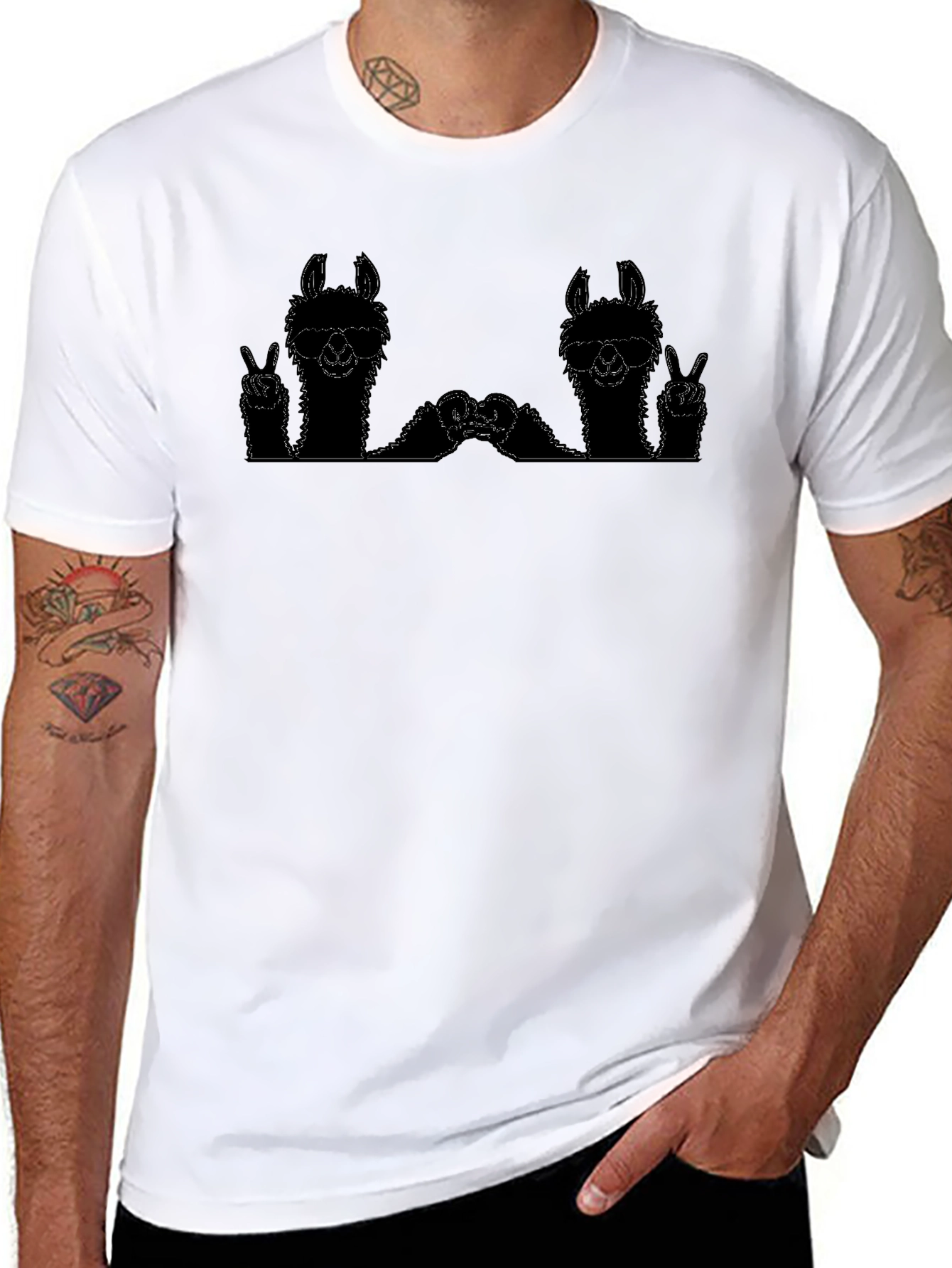 Llama Peace Sign Graphic Tee